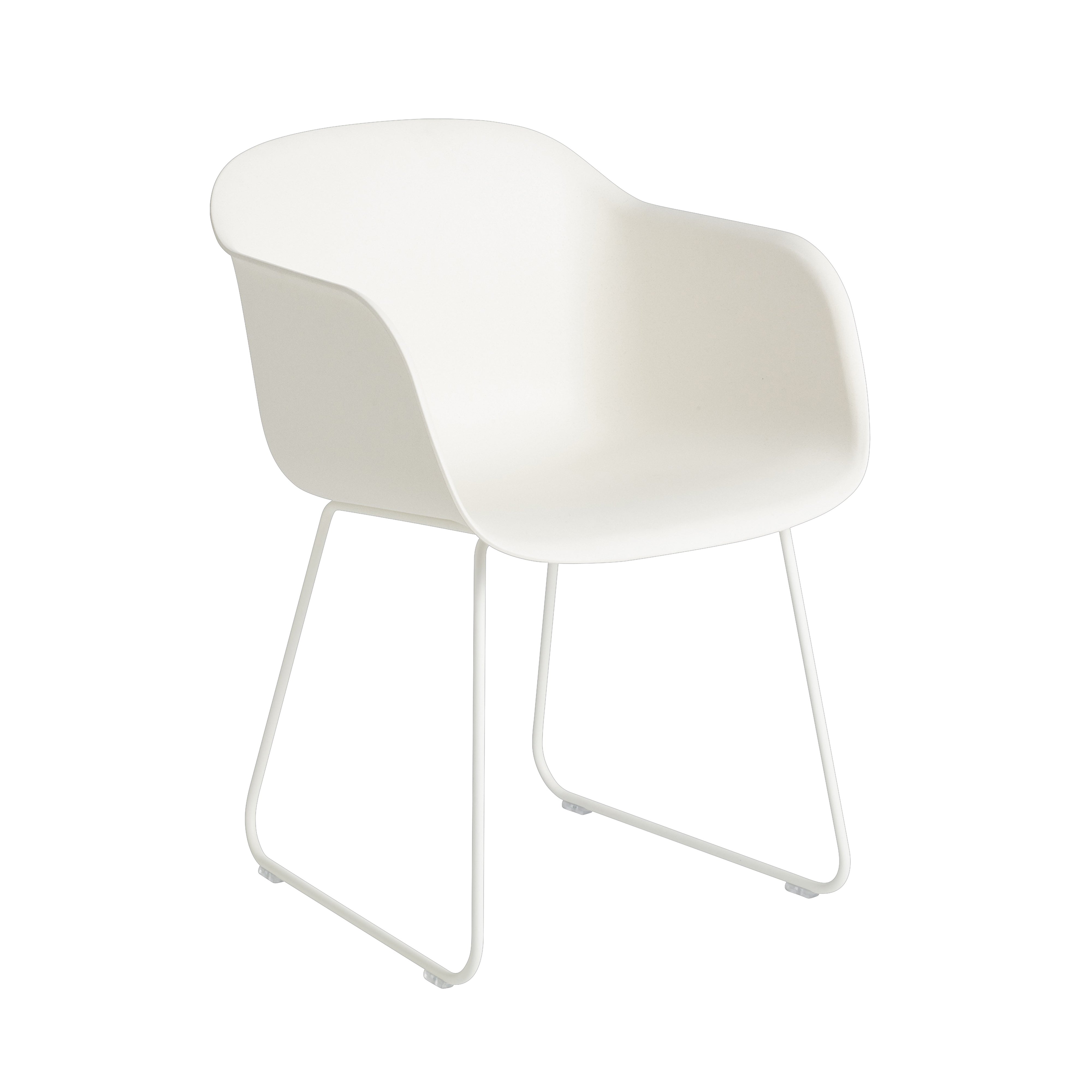 Fiber Armchair: Sled Base + Recycled Shell + Natural White + White