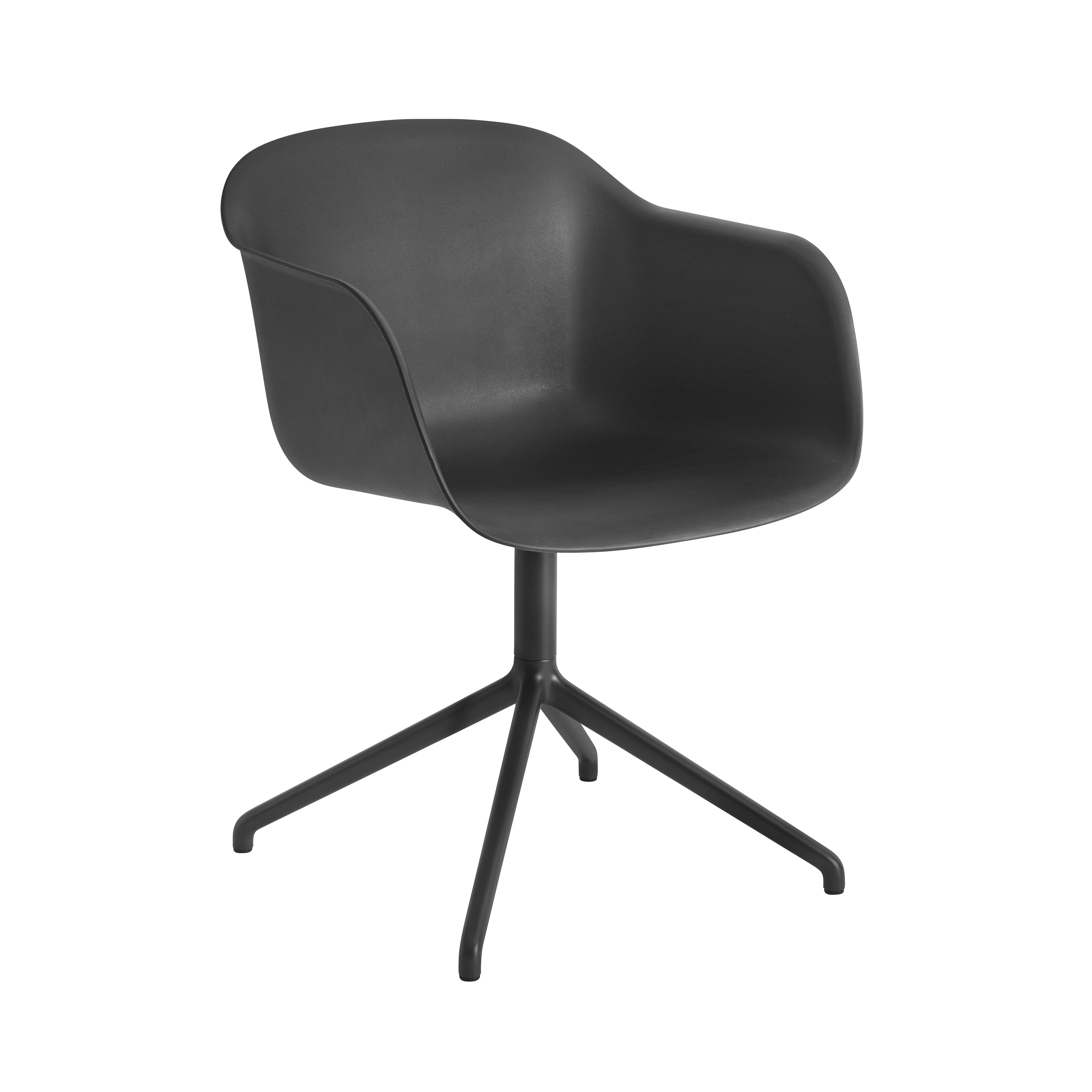 Fiber Armchair: Swivel Base + Recycled Shell + Black + Anthracite Black