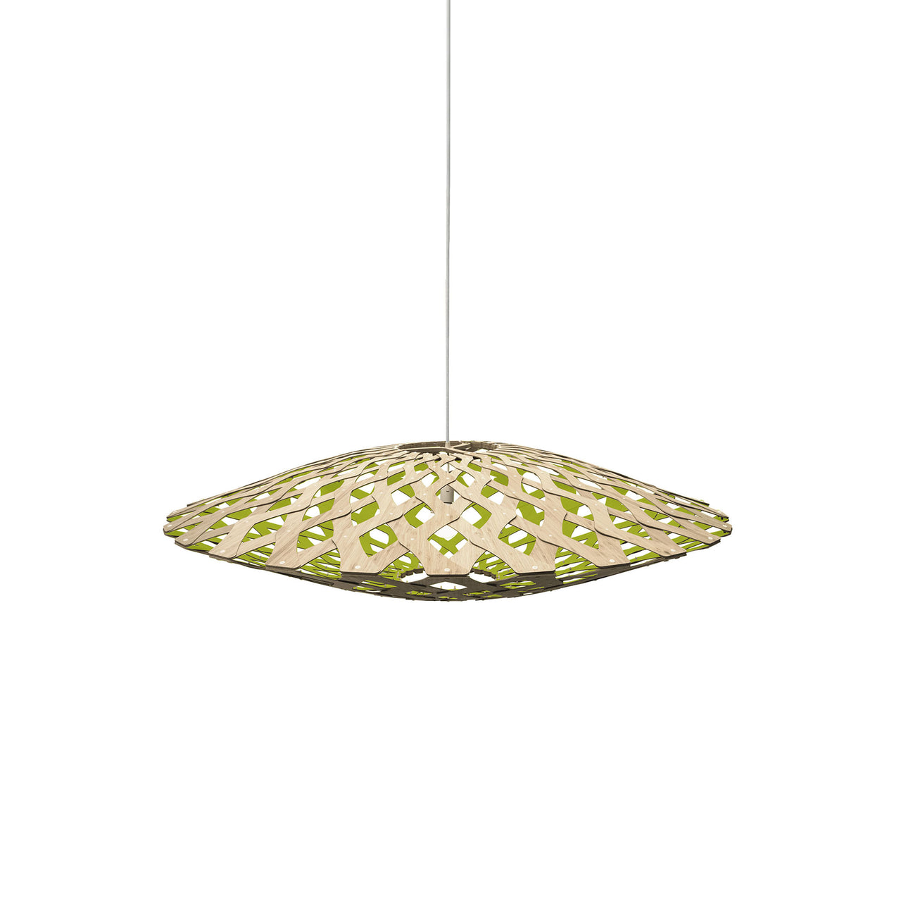 Flax Pendant Light: Medium + Bamboo + Lime