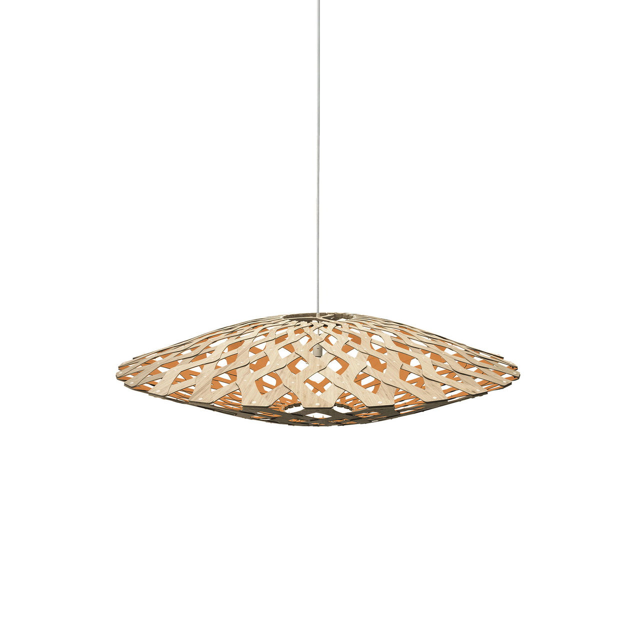 Flax Pendant Light: Medium + Bamboo + Orange