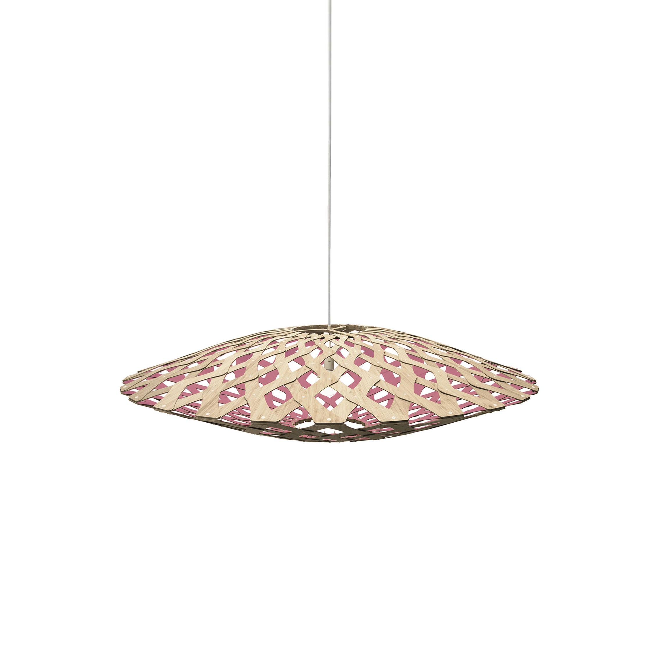 Flax Pendant Light: Medium + Bamboo + Pink