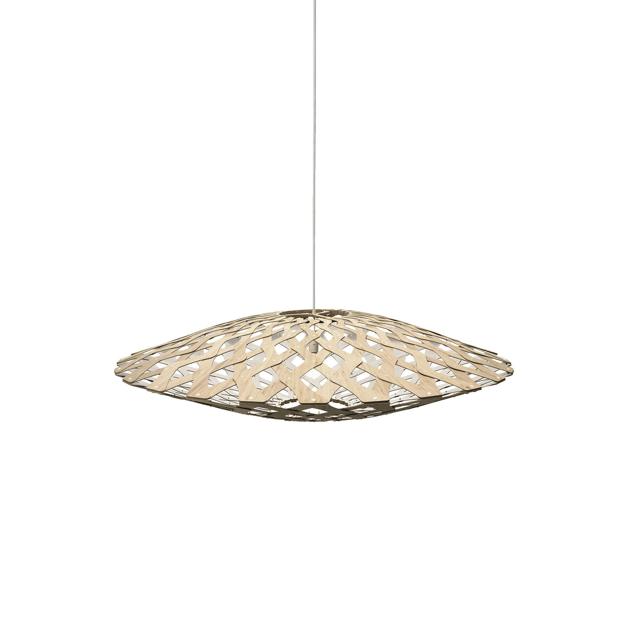 Flax Pendant Light: Medium + Bamboo + White