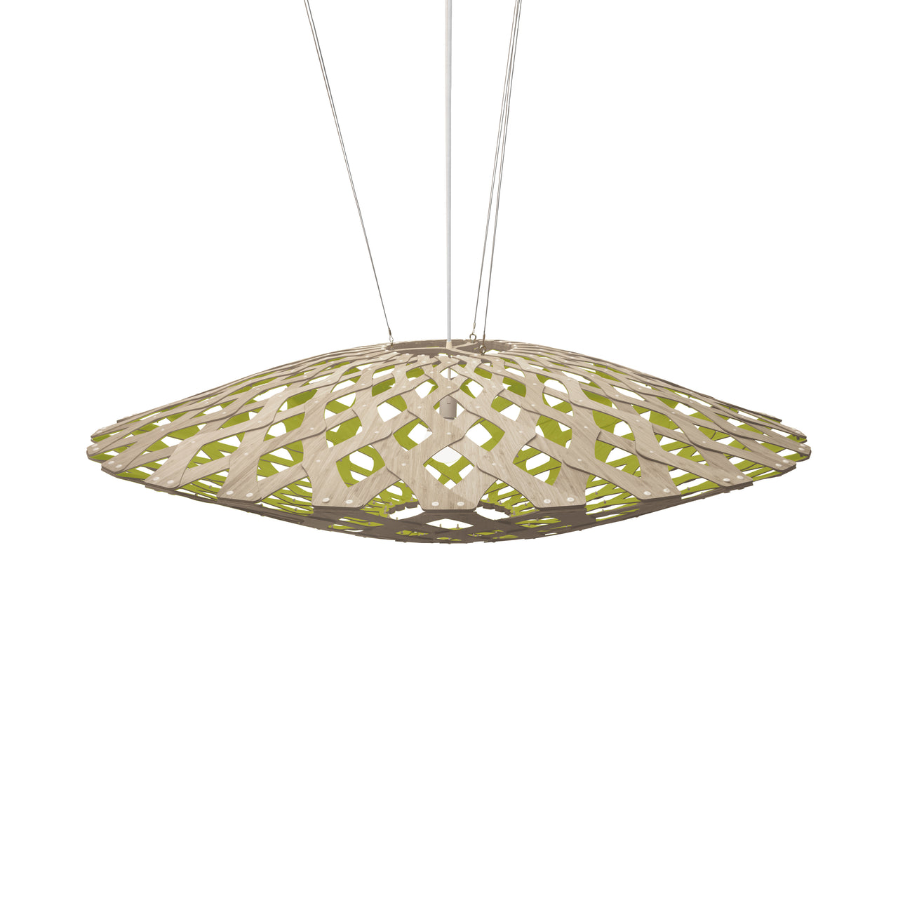 Flax Pendant Light: Large + Bamboo + Lime