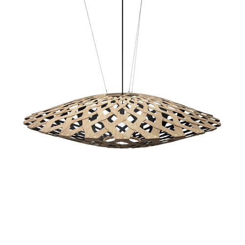 Flax Pendant Light: Large + Bamboo + Black