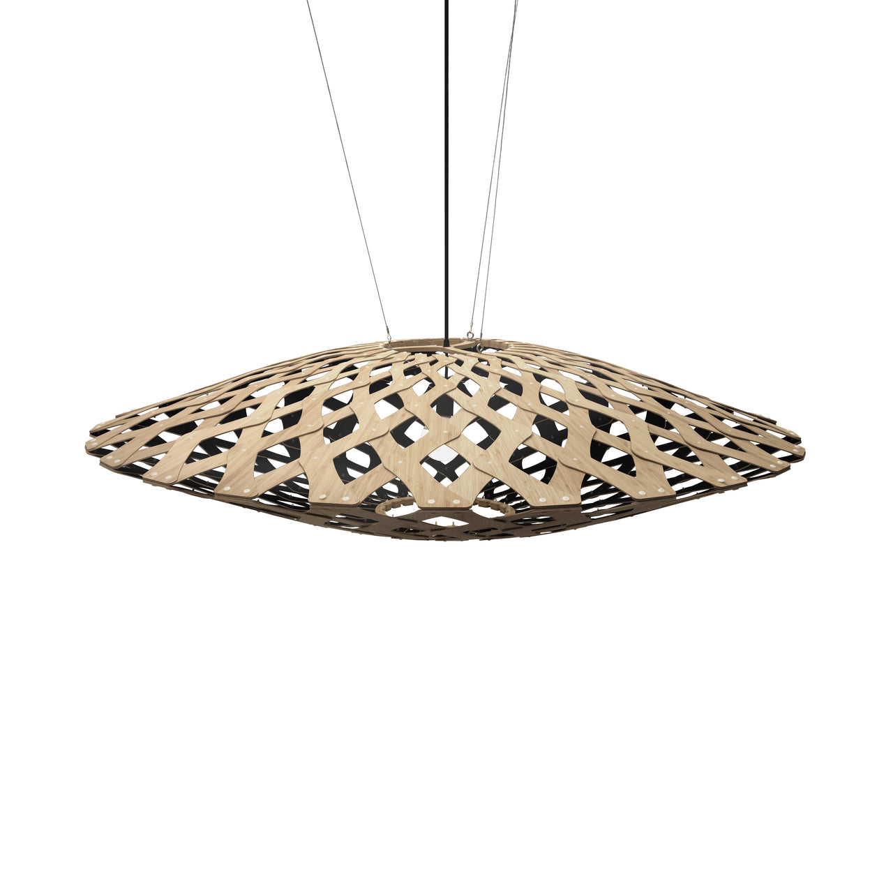 Flax Pendant Light: Large + Bamboo + Black