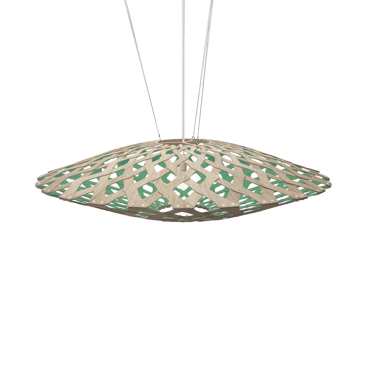 Flax Pendant Light: Large + Bamboo + Aqua