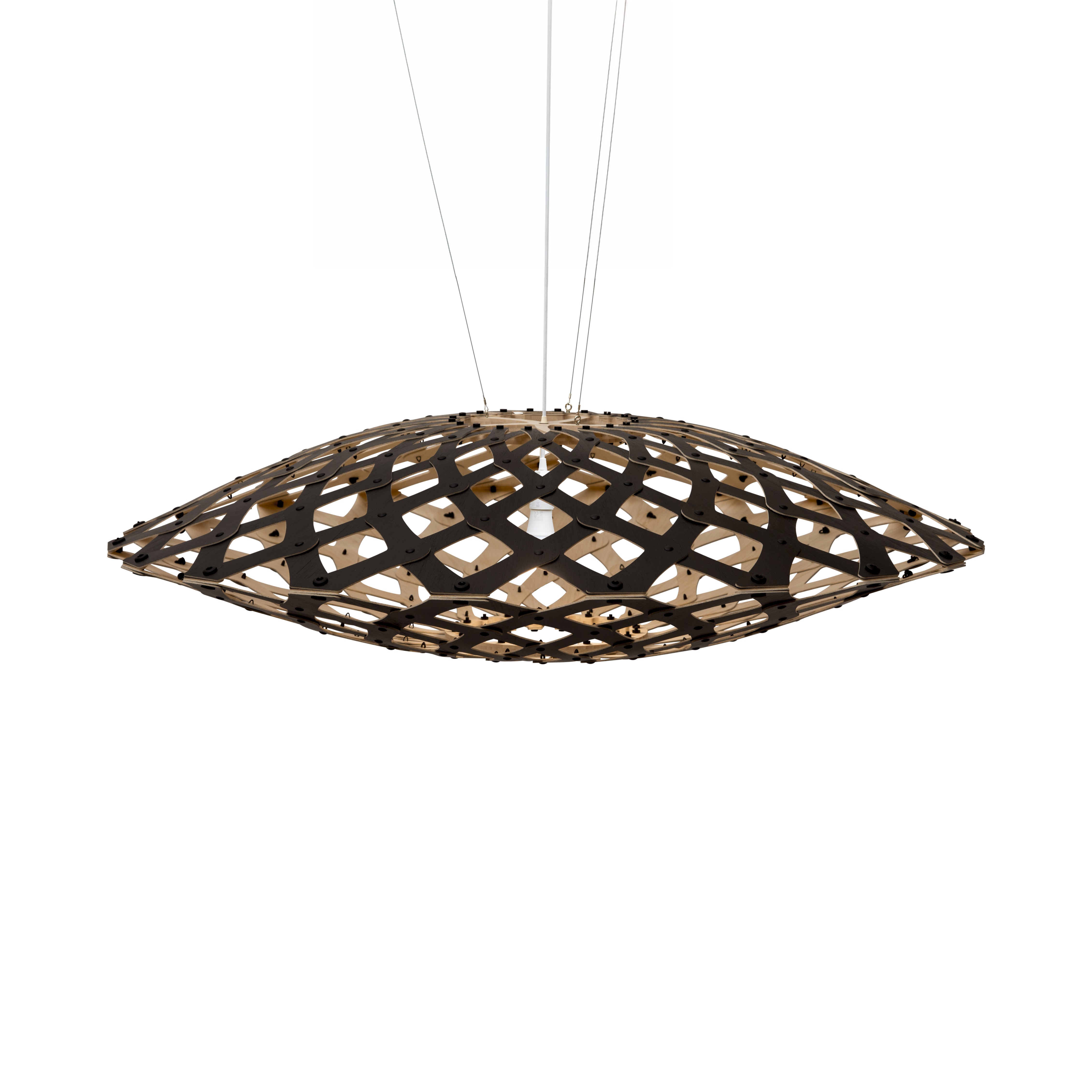 Flax Pendant Light: Large + Black + Bamboo