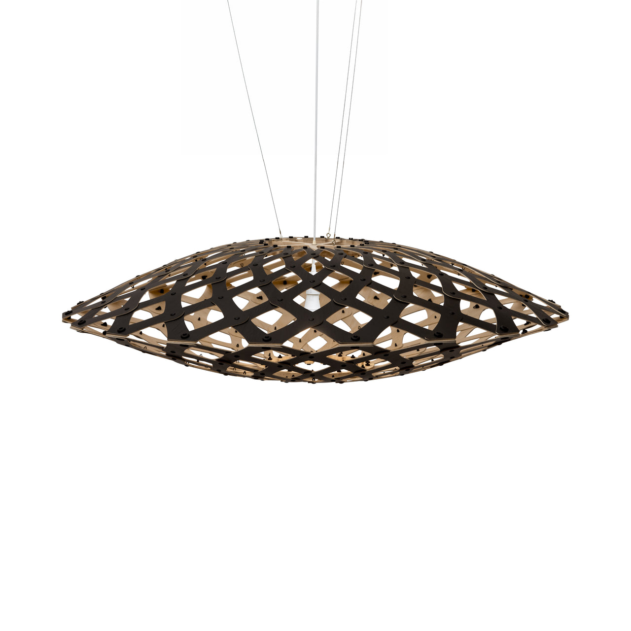 Flax Pendant Light: Large + Black + Bamboo