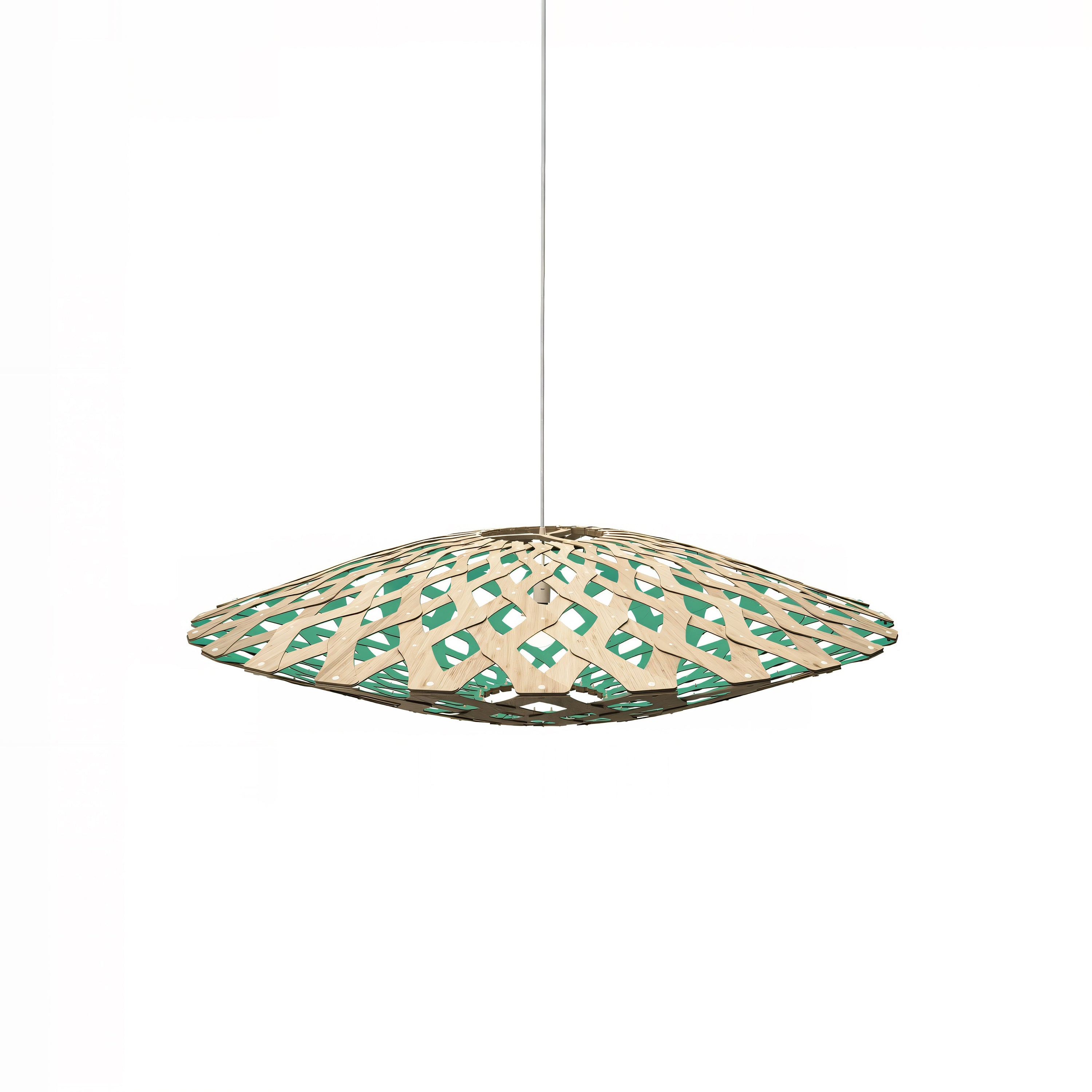 Flax Pendant Light: Medium + Bamboo + Aqua