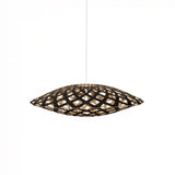 Flax Pendant Light: Medium + Black + Bamboo