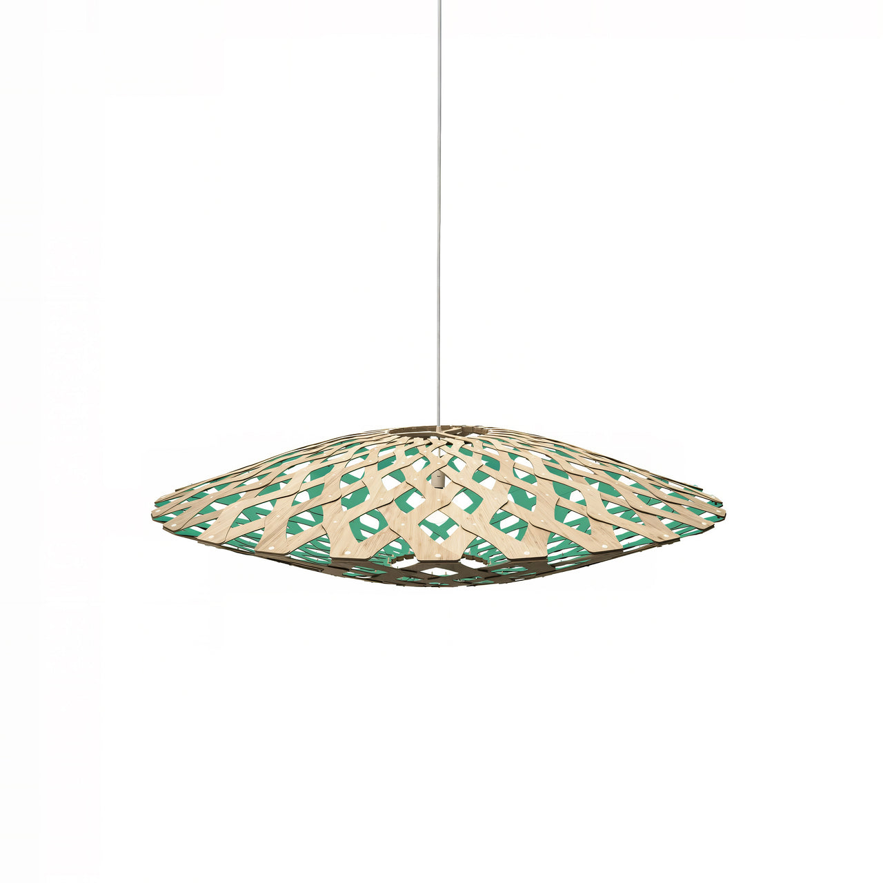 Flax Pendant Light: Medium + Bamboo + Aqua