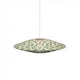 Flax Pendant Light: Medium + Bamboo + Aqua