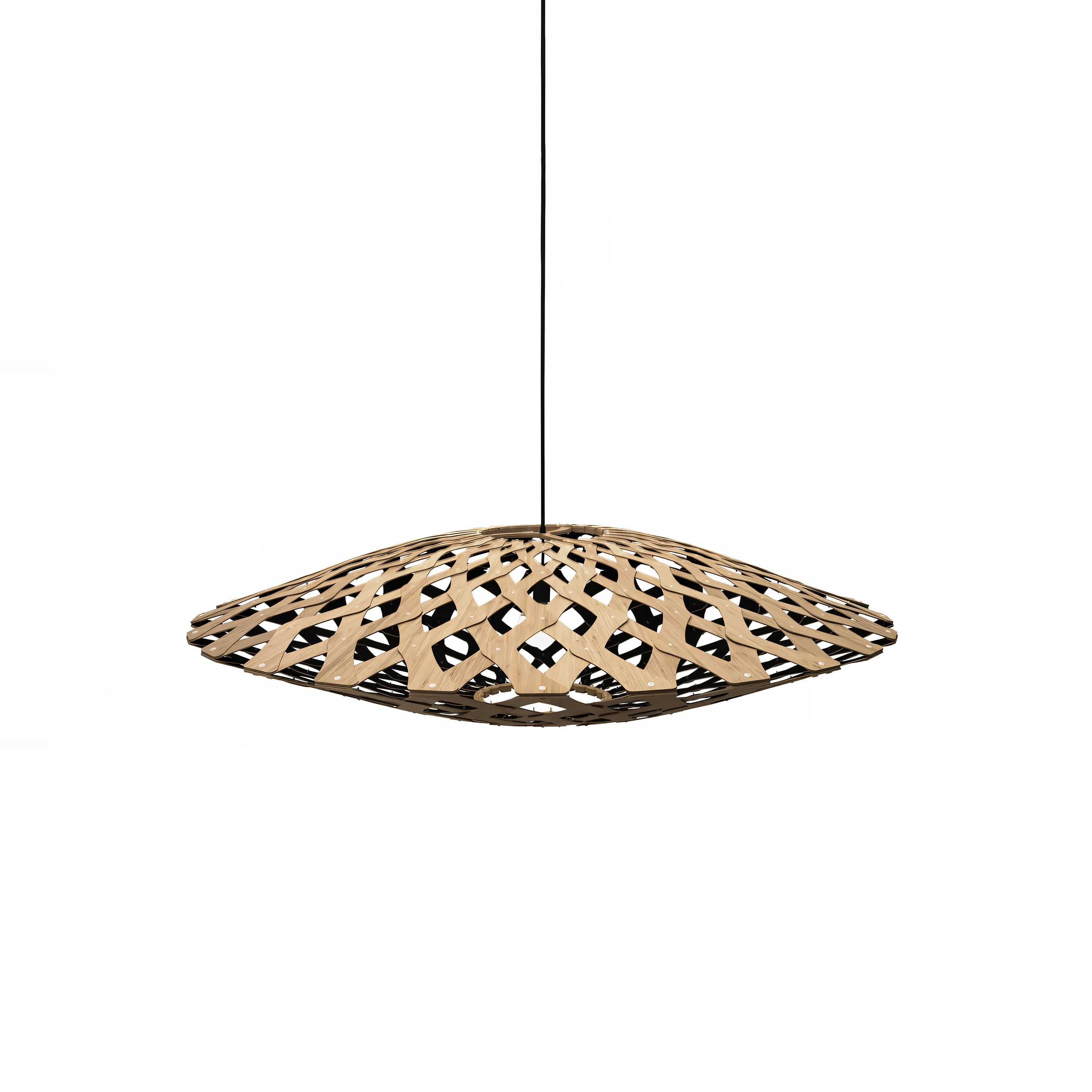 Flax Pendant Light: Medium + Bamboo + Black