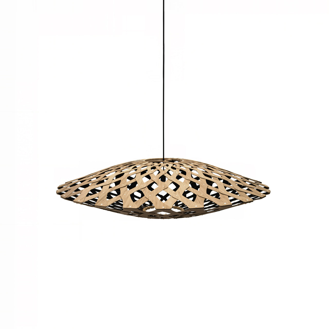 Flax Pendant Light: Medium + Bamboo + Black