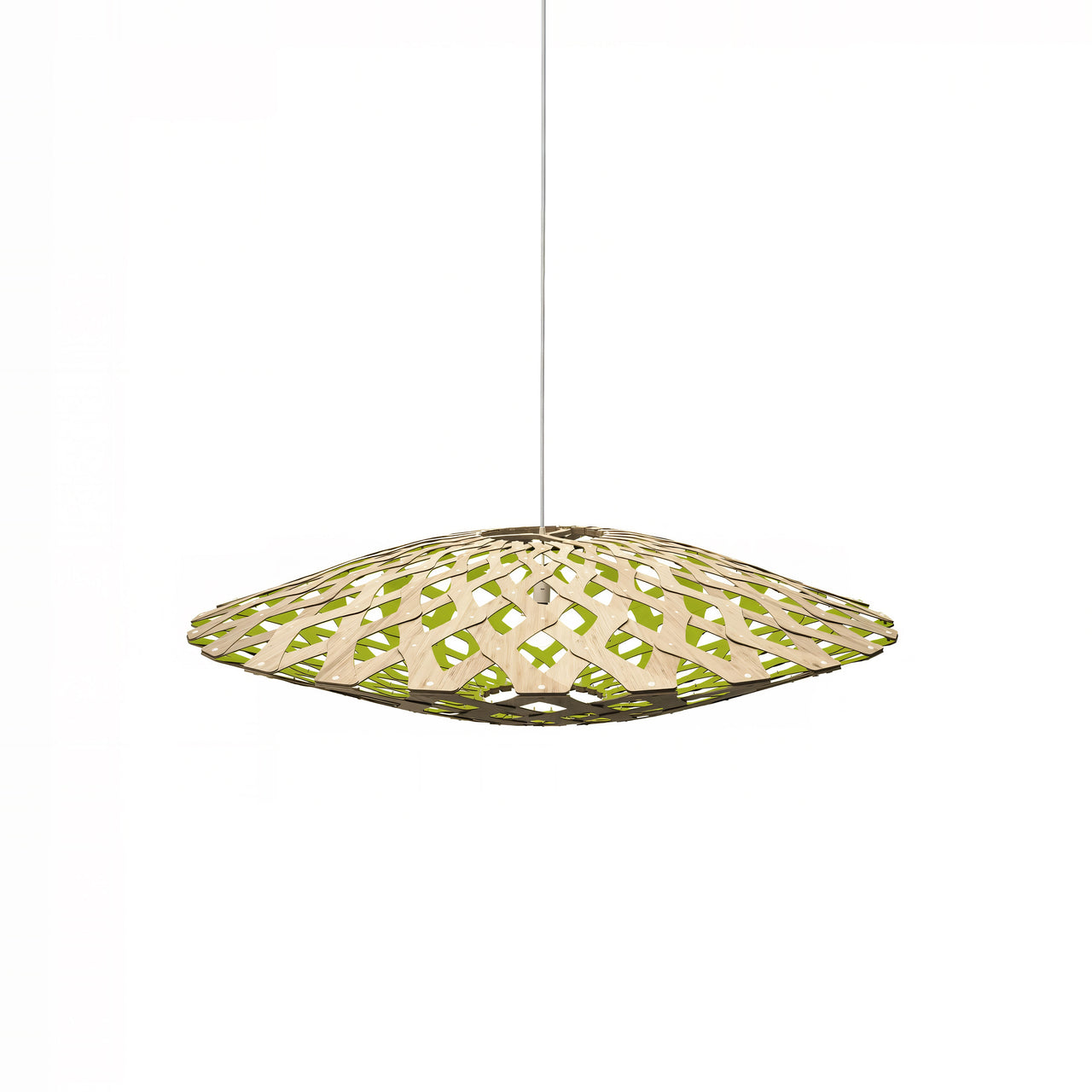 Flax Pendant Light: Medium + Bamboo + Lime