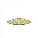 Flax Pendant Light: Medium + Bamboo + Lime