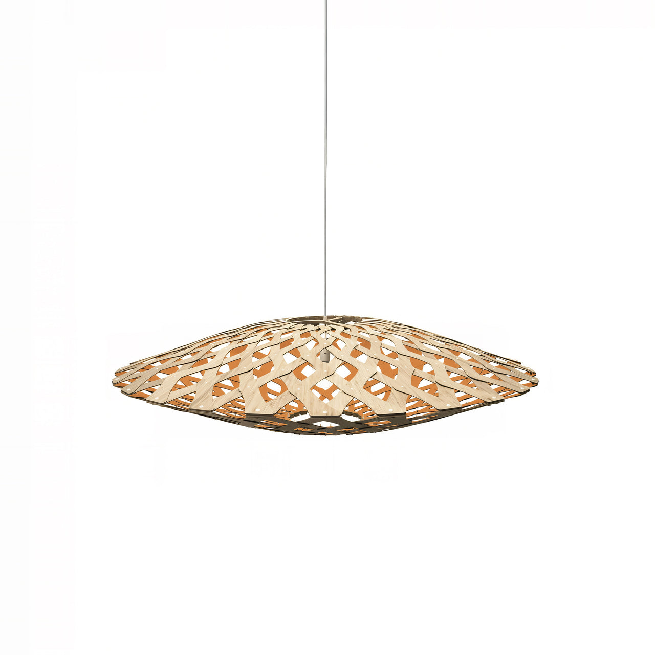 Flax Pendant Light: Medium + Bamboo + Orange