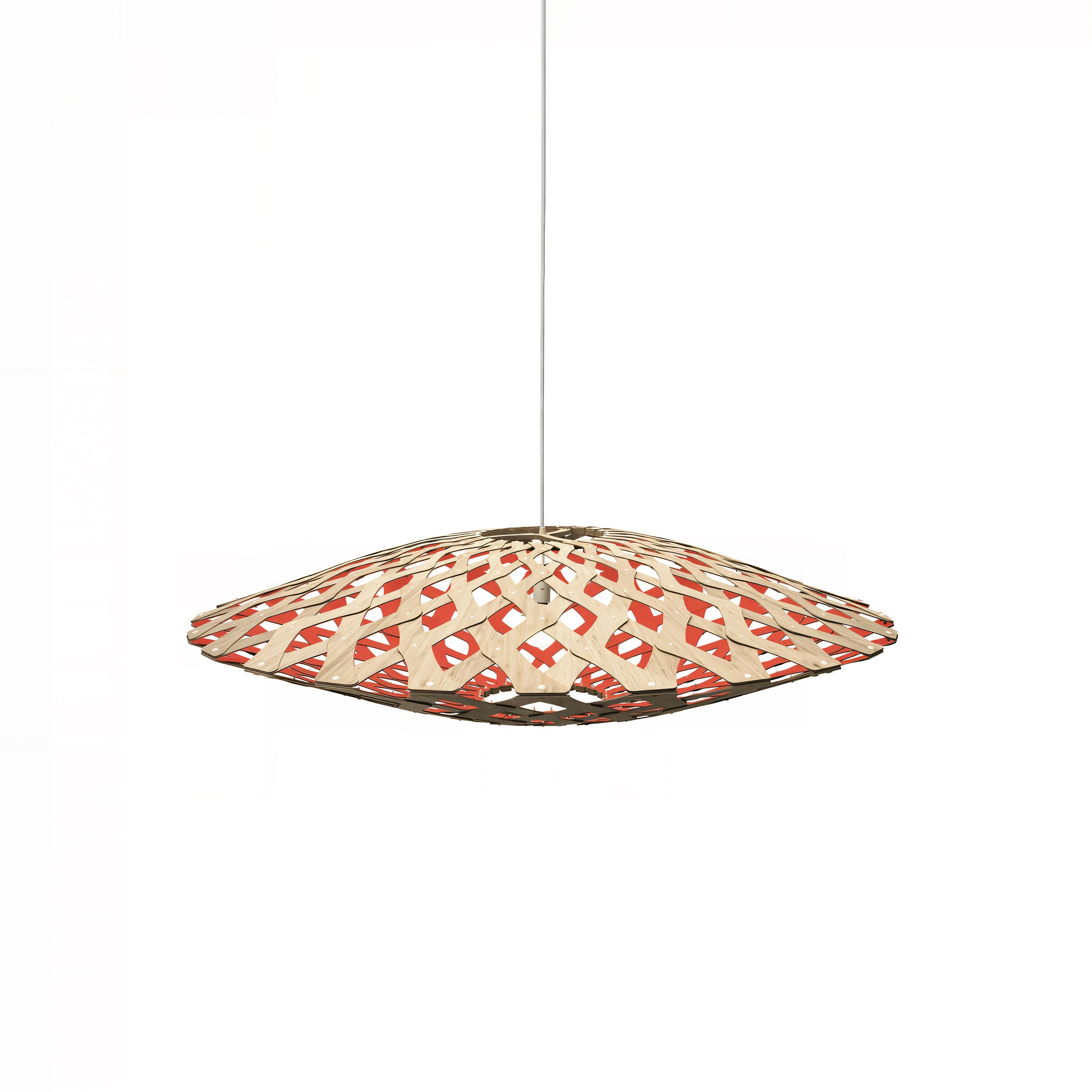 Flax Pendant Light: Medium + Bamboo + Red