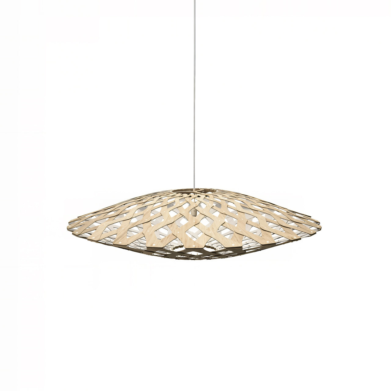 Flax Pendant Light: Medium + Bamboo + White