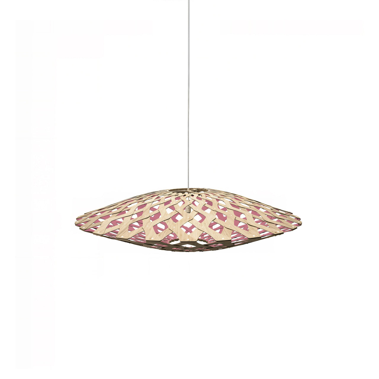 Flax Pendant Light: Small + Bamboo + Pink