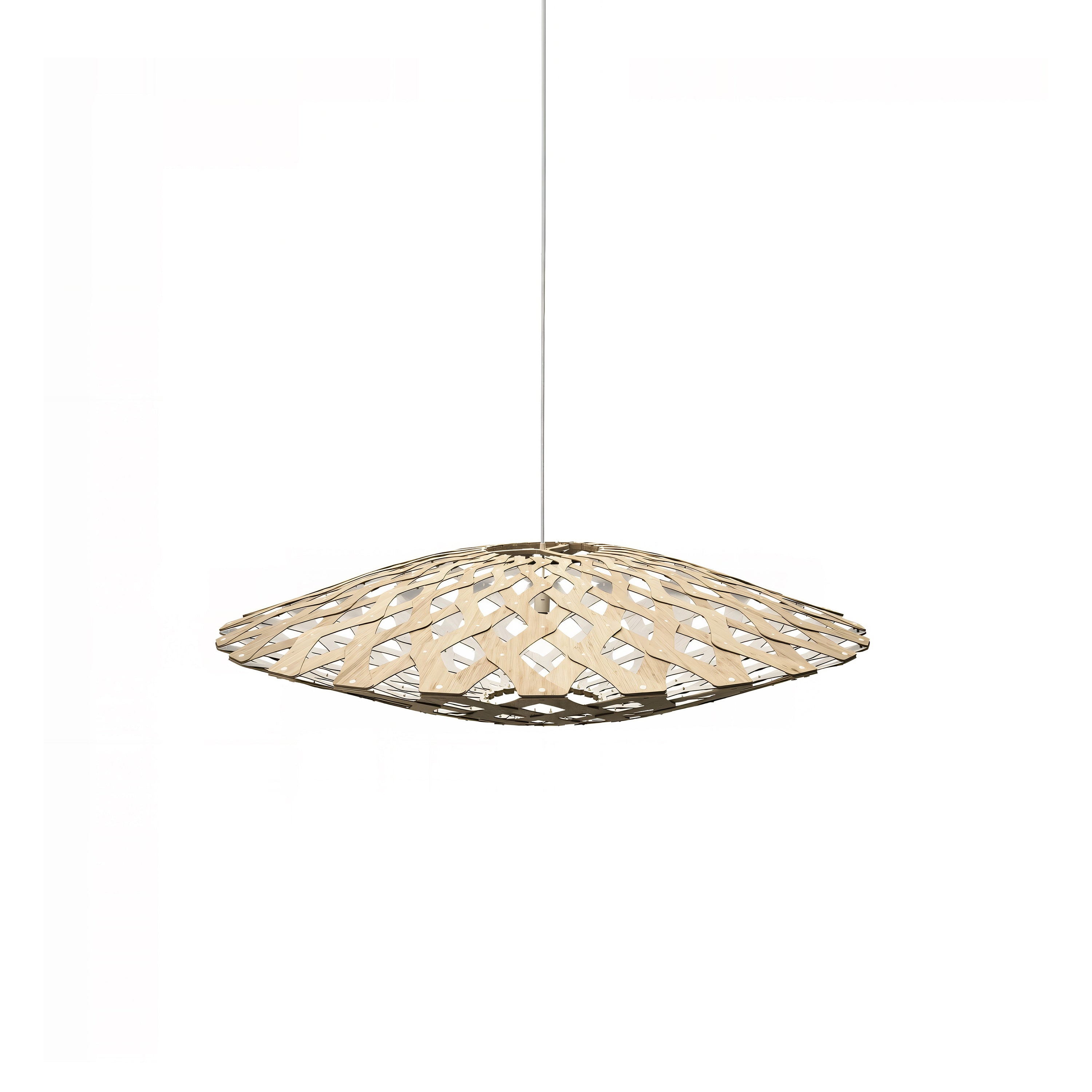 Flax Pendant Light: Small + Bamboo + White