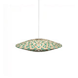 Flax Pendant Light: Small + Bamboo + Aqua