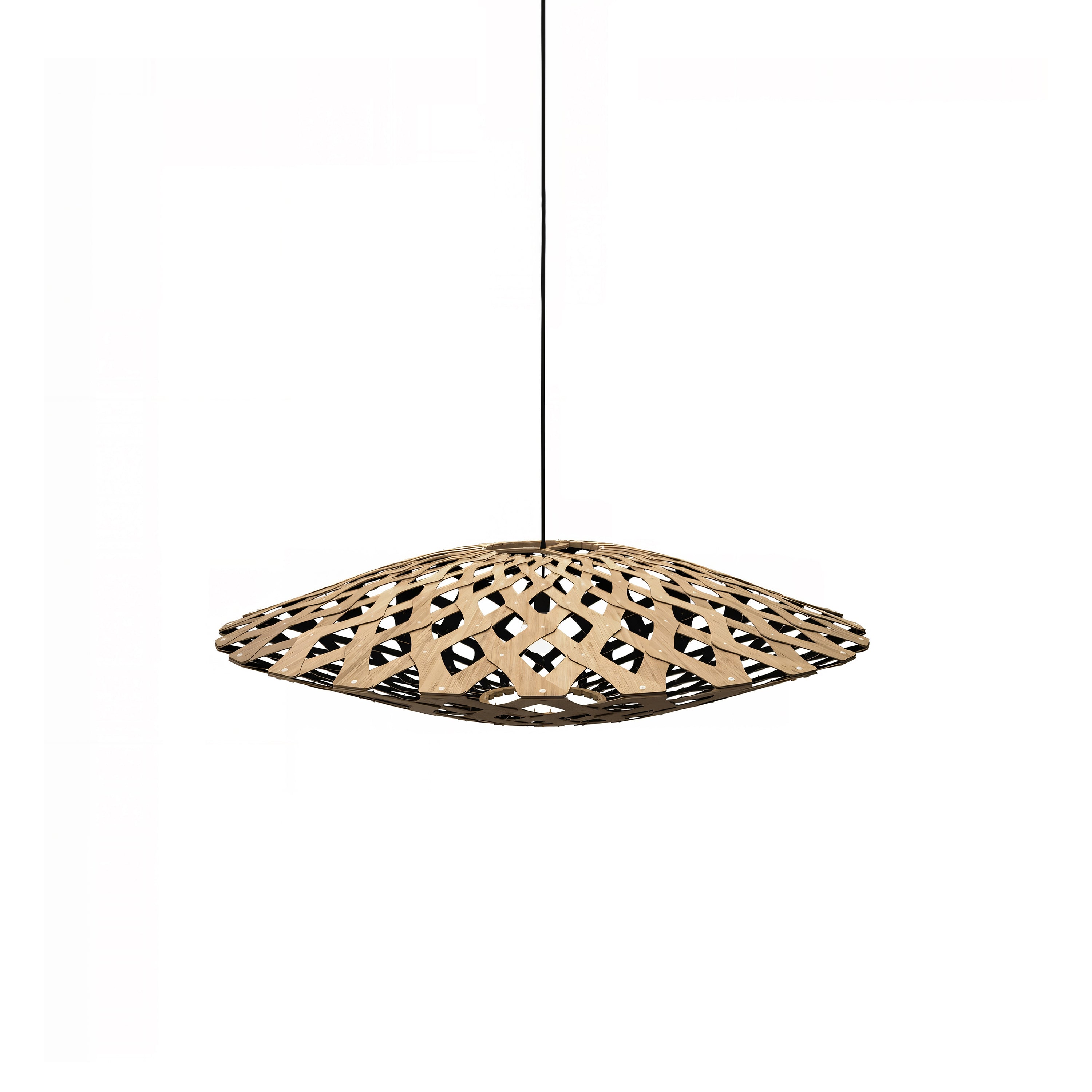 Flax Pendant Light: Small + Bamboo + Black