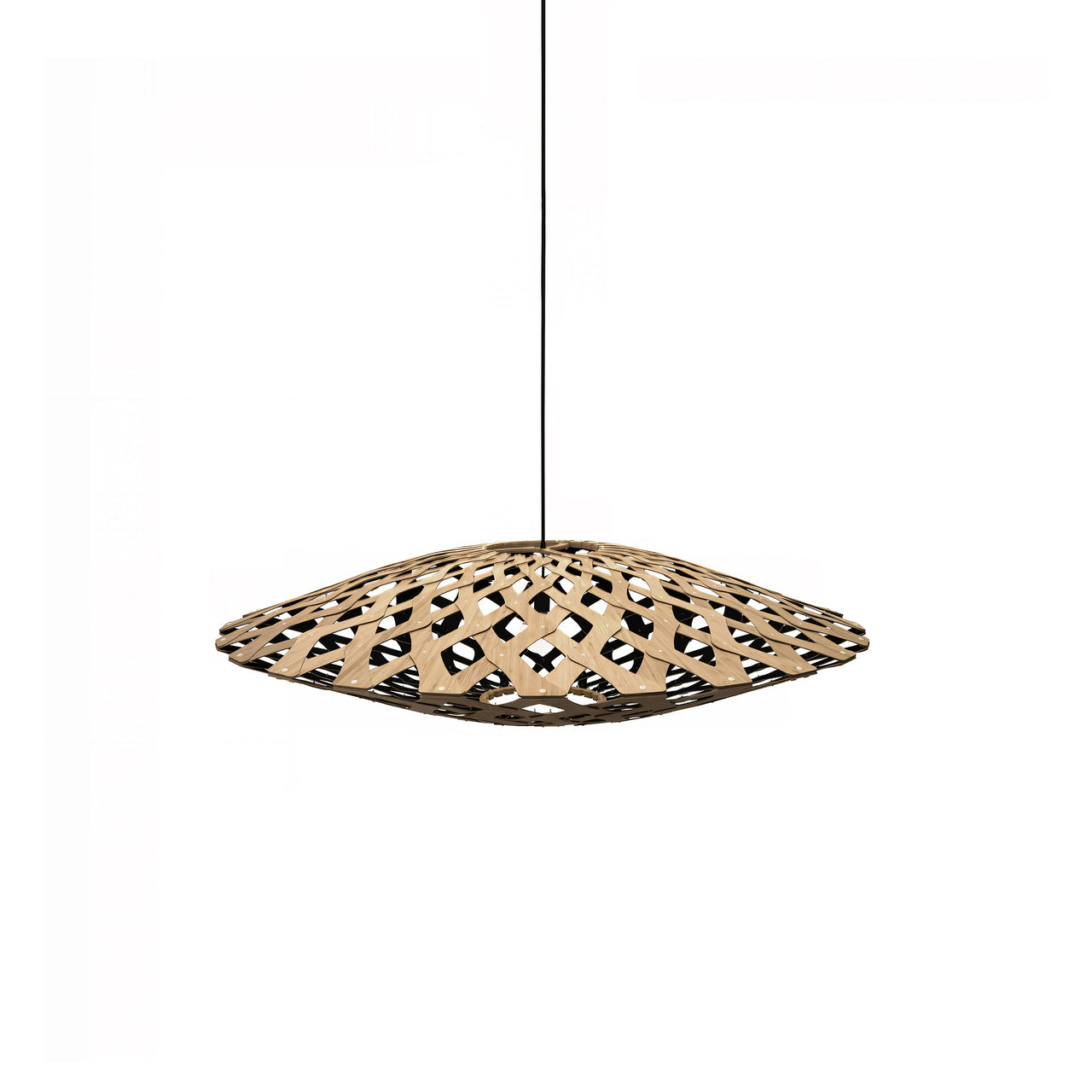 Flax Pendant Light: Small + Bamboo + Black