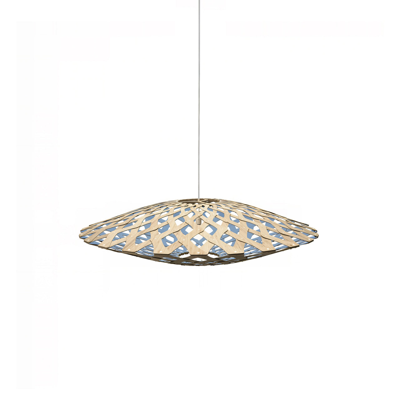 Flax Pendant Light: Small + Bamboo + Blue