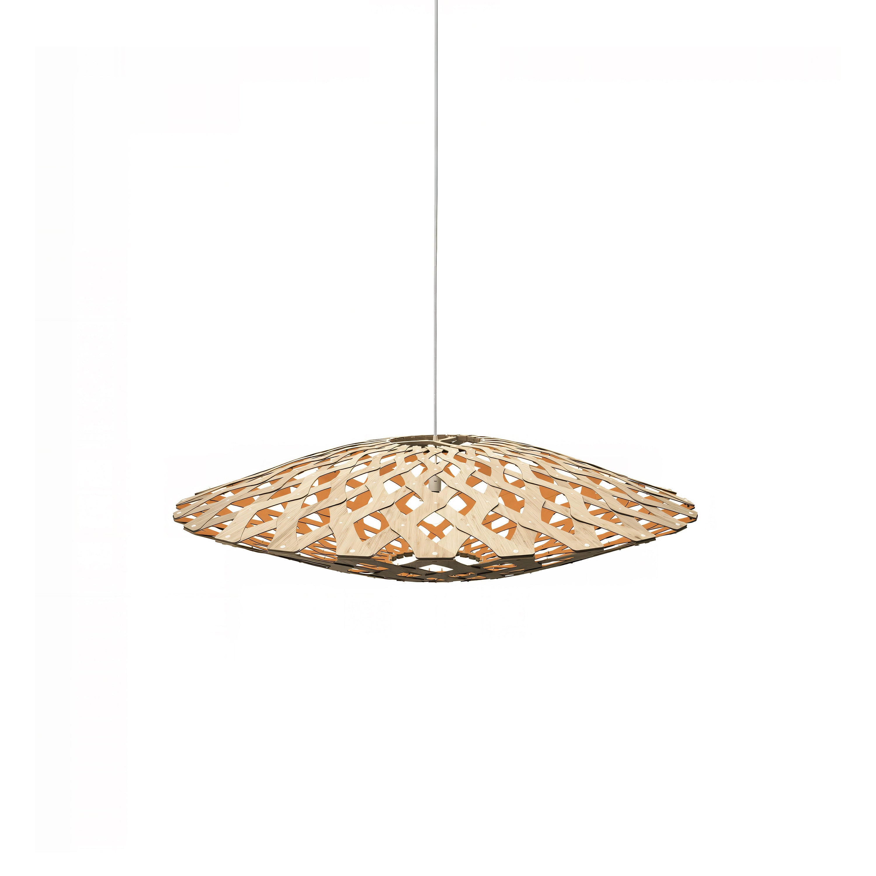 Flax Pendant Light: Small + Bamboo + Orange