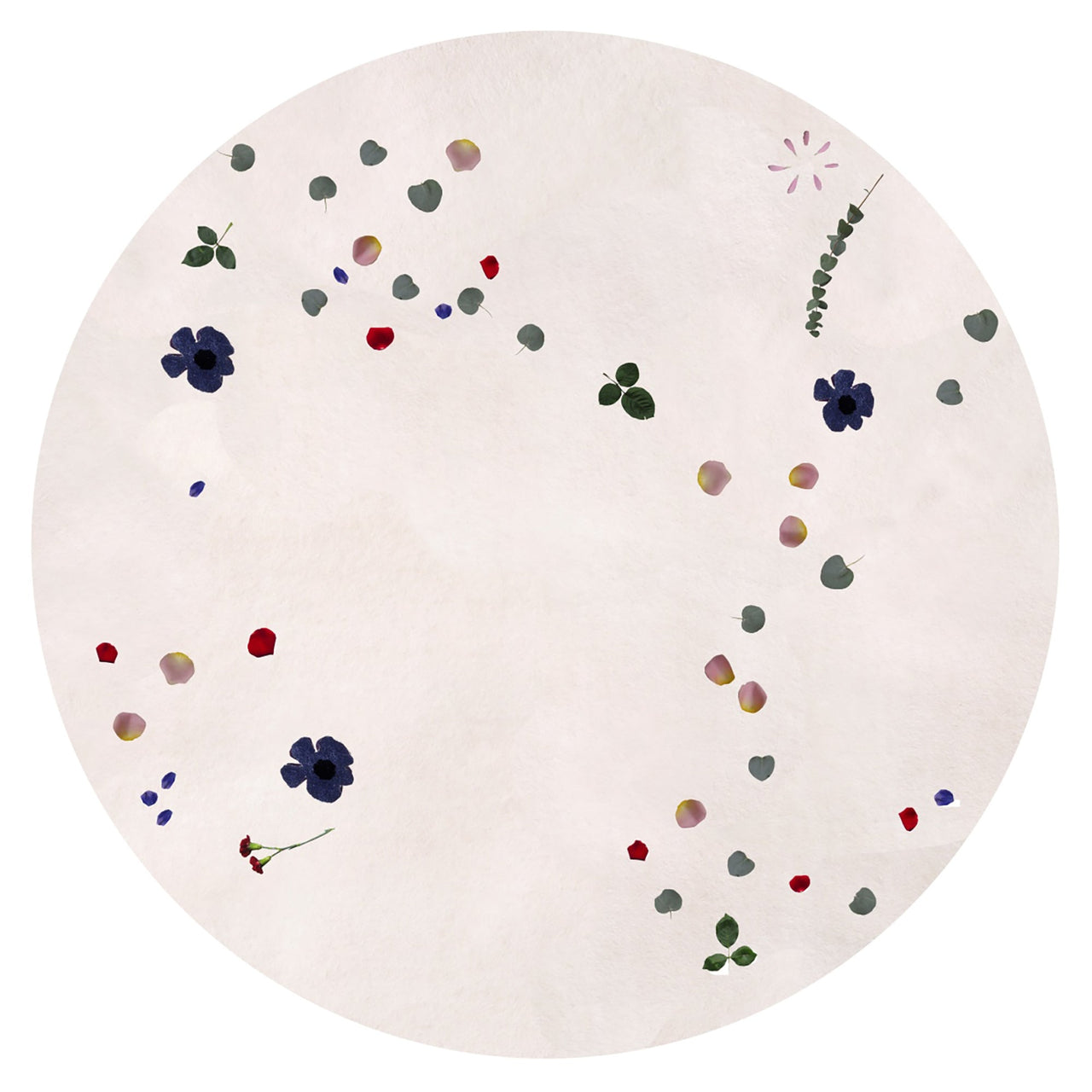Fleur Platinum Round Rug: White