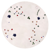 Fleur Platinum Round Rug: White