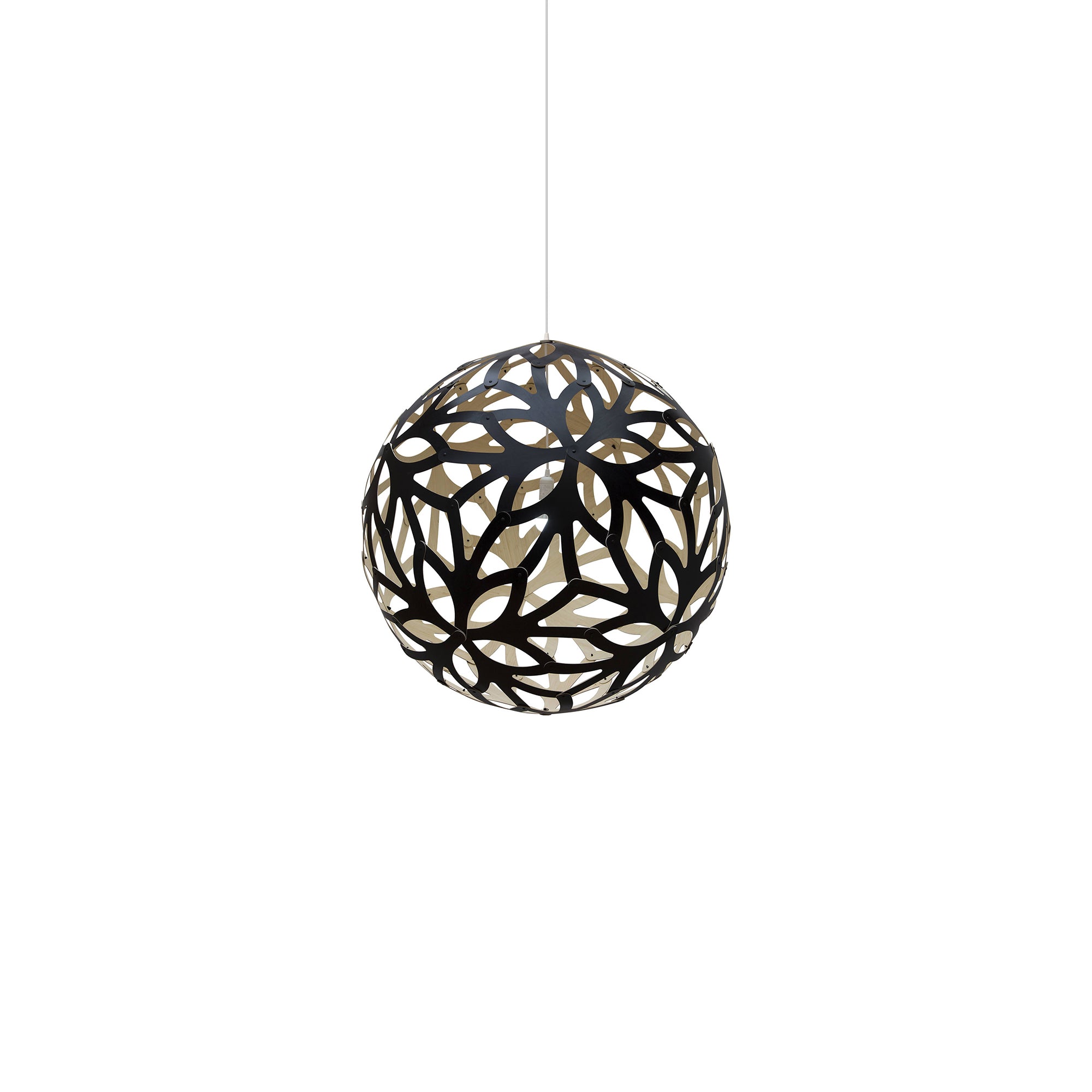 Floral Pendant Light: Extra Small + Black + Bamboo