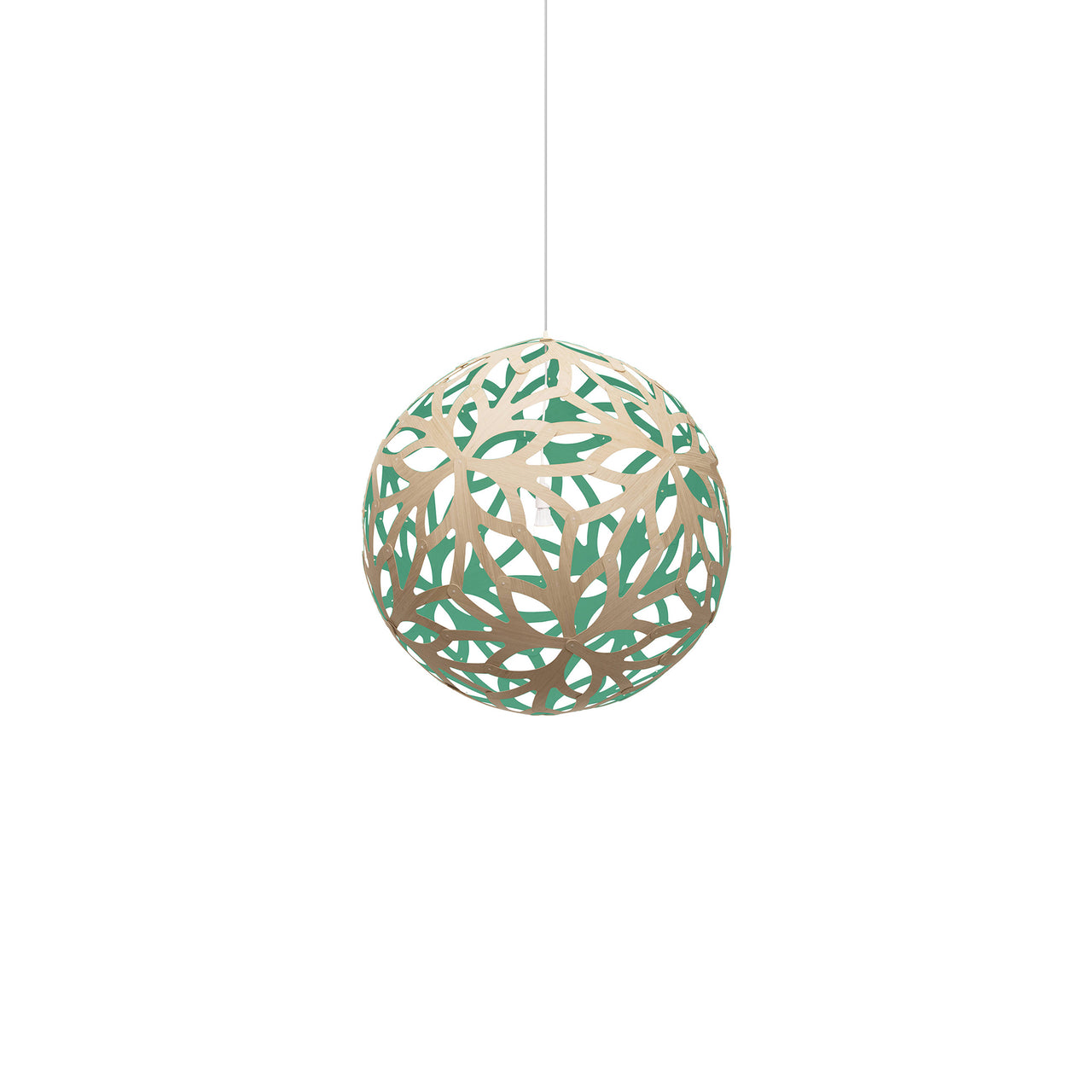 Floral Pendant Light: Extra Small + Bamboo + Aqua