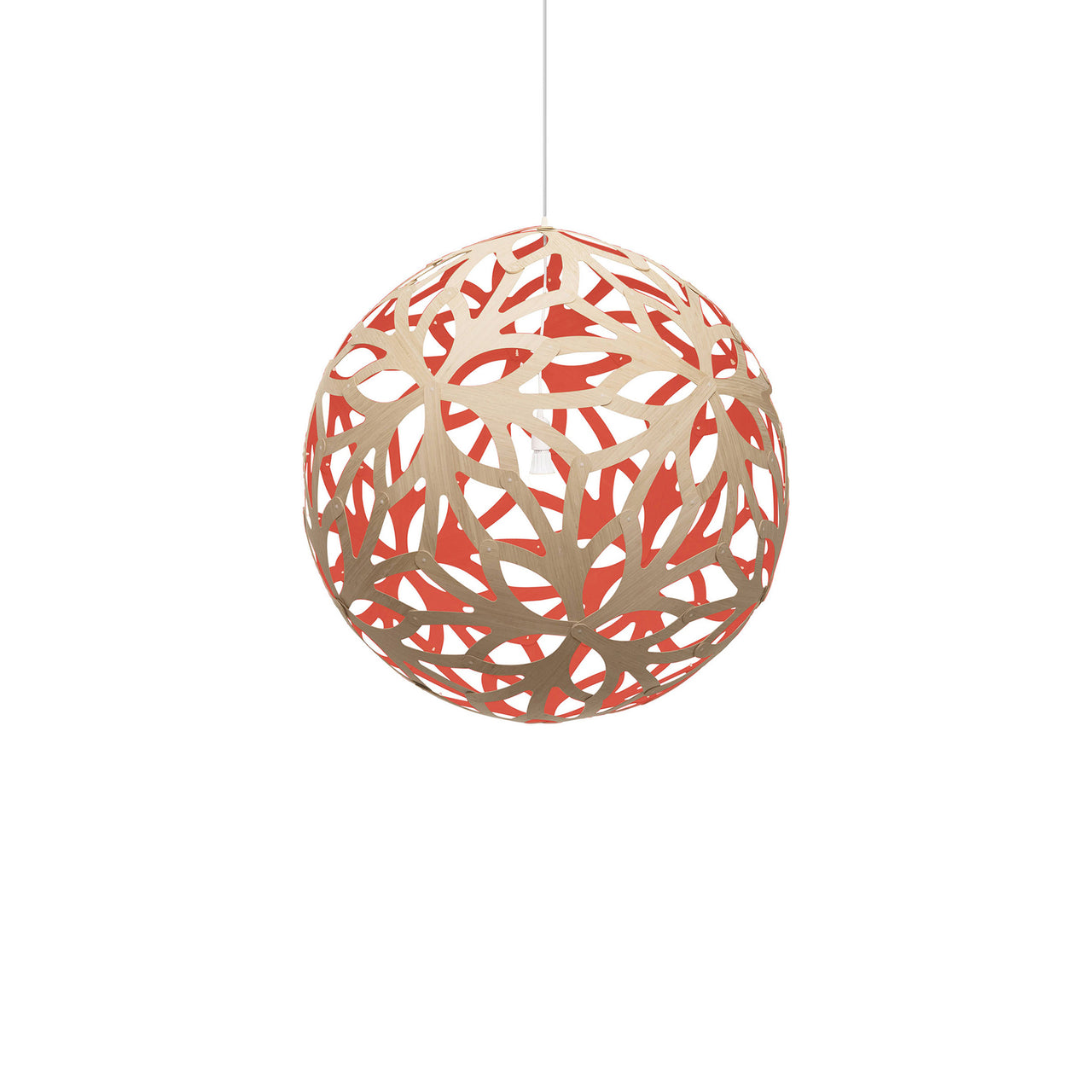 Floral Pendant Light: Medium + Bamboo + Red