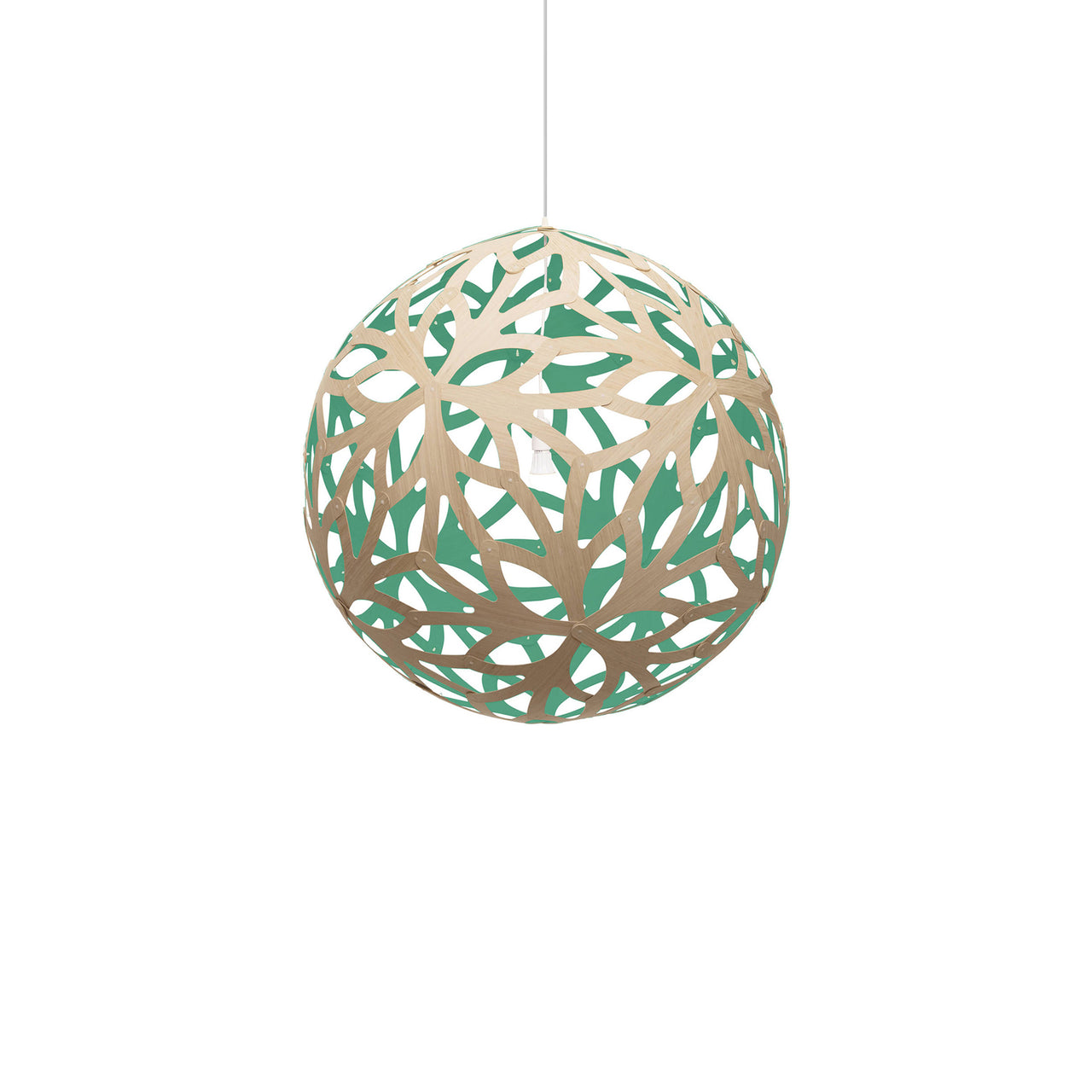Floral Pendant Light: Medium + Bamboo + Aqua