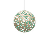 Floral Pendant Light: Medium + Bamboo + Aqua