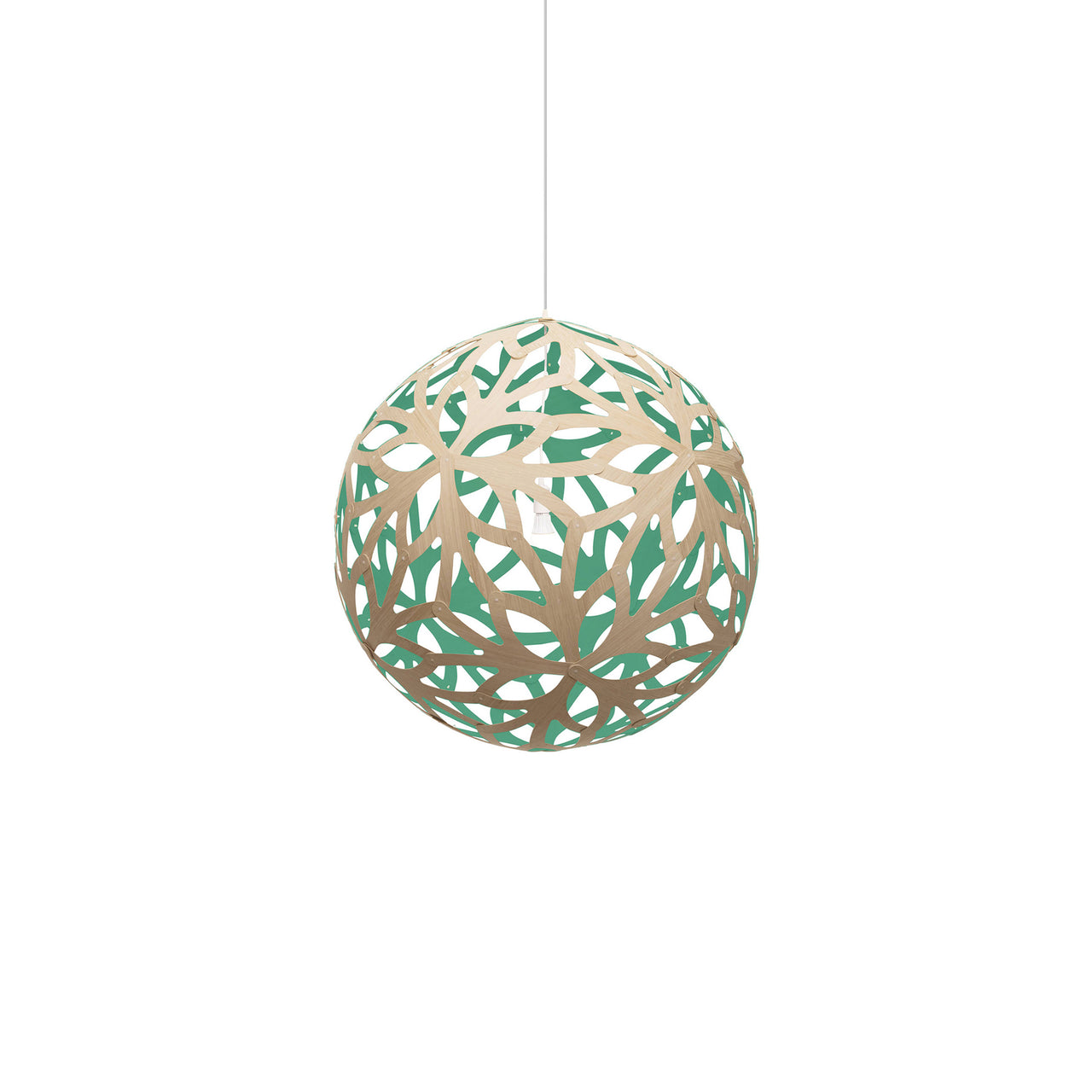 Floral Pendant Light: Small + Bamboo + Aqua