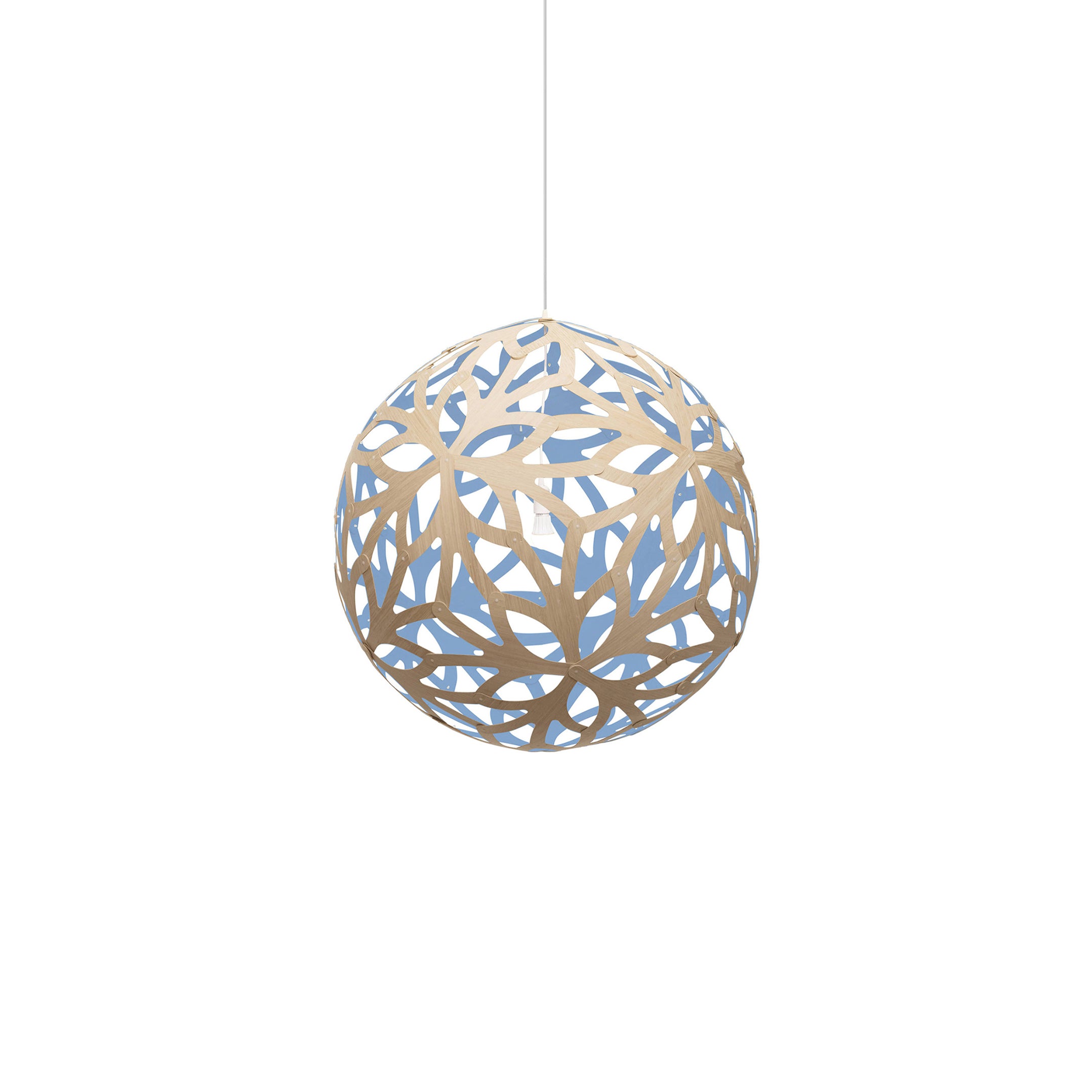 Floral Pendant Light: Small + Bamboo + Blue