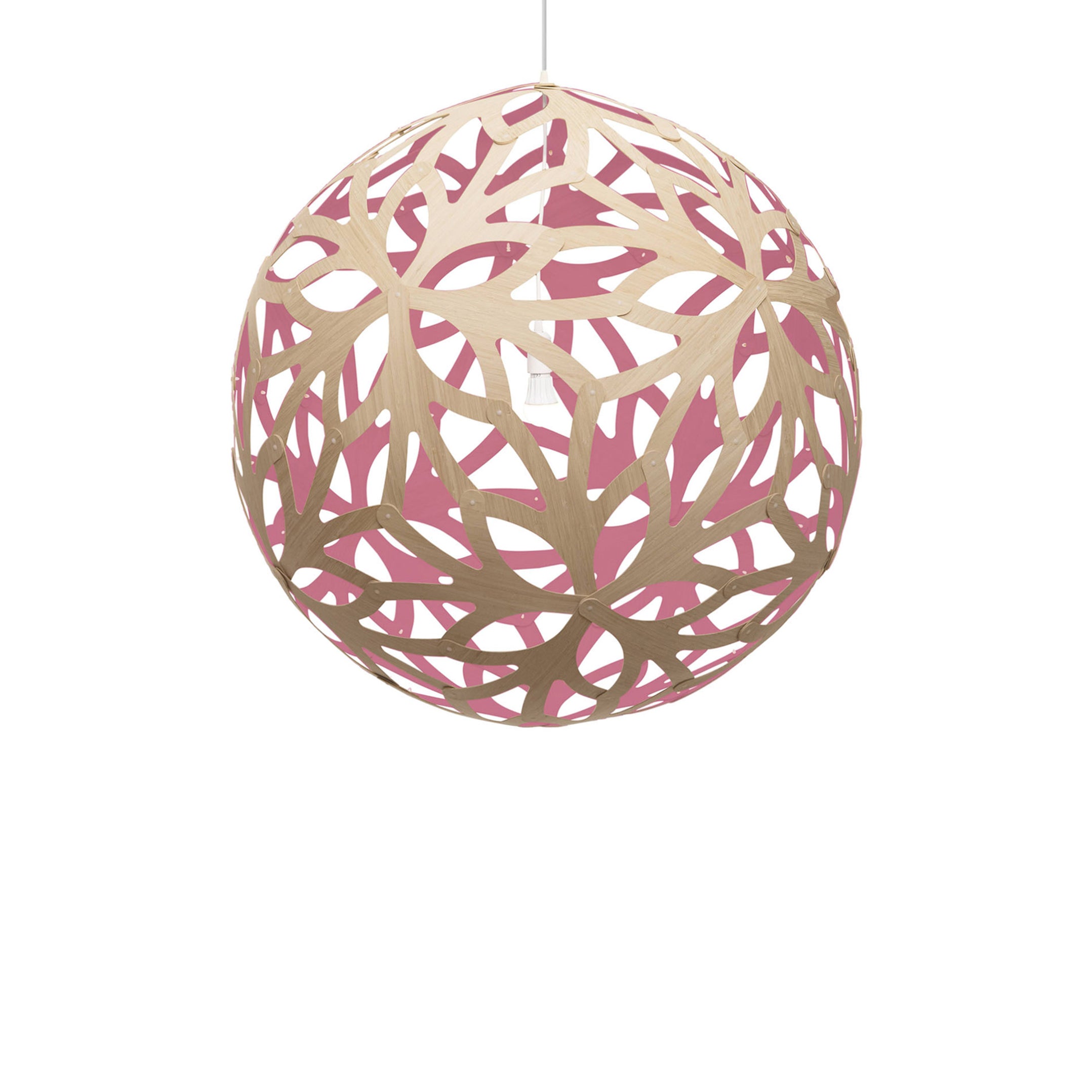 Floral Pendant Light: XX Large + Bamboo + Pink + White