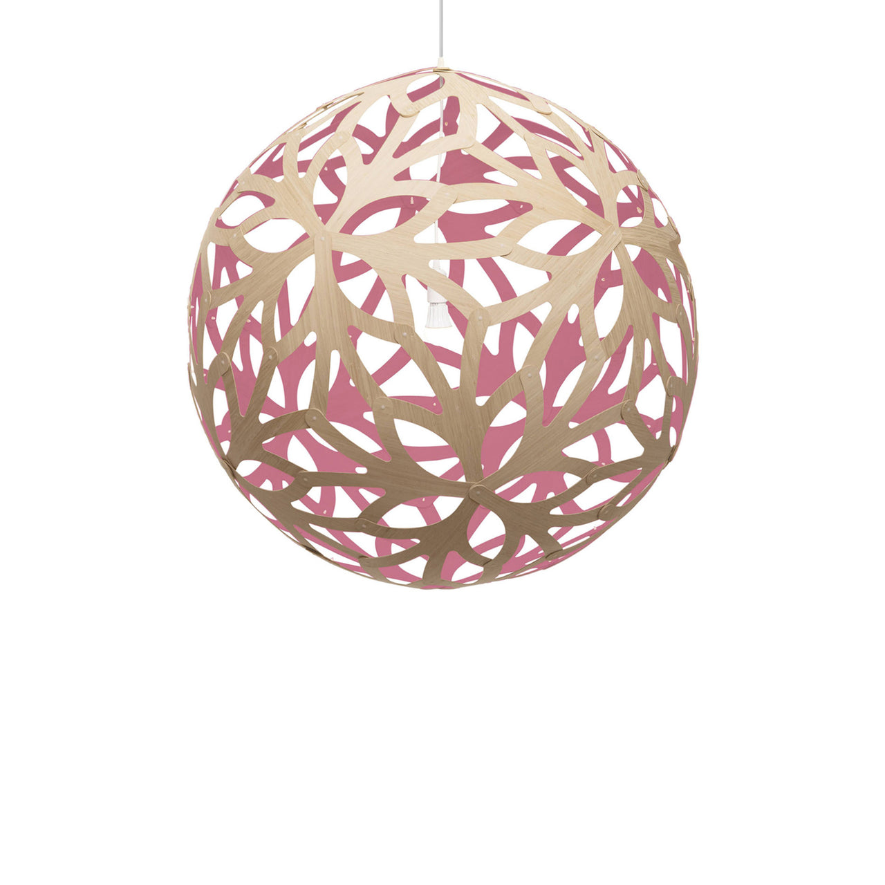 Floral Pendant Light: XX Large + Bamboo + Pink + White