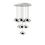 Flower Chandelier VP1: 10 + Brass-Plated + Chrome-Plated