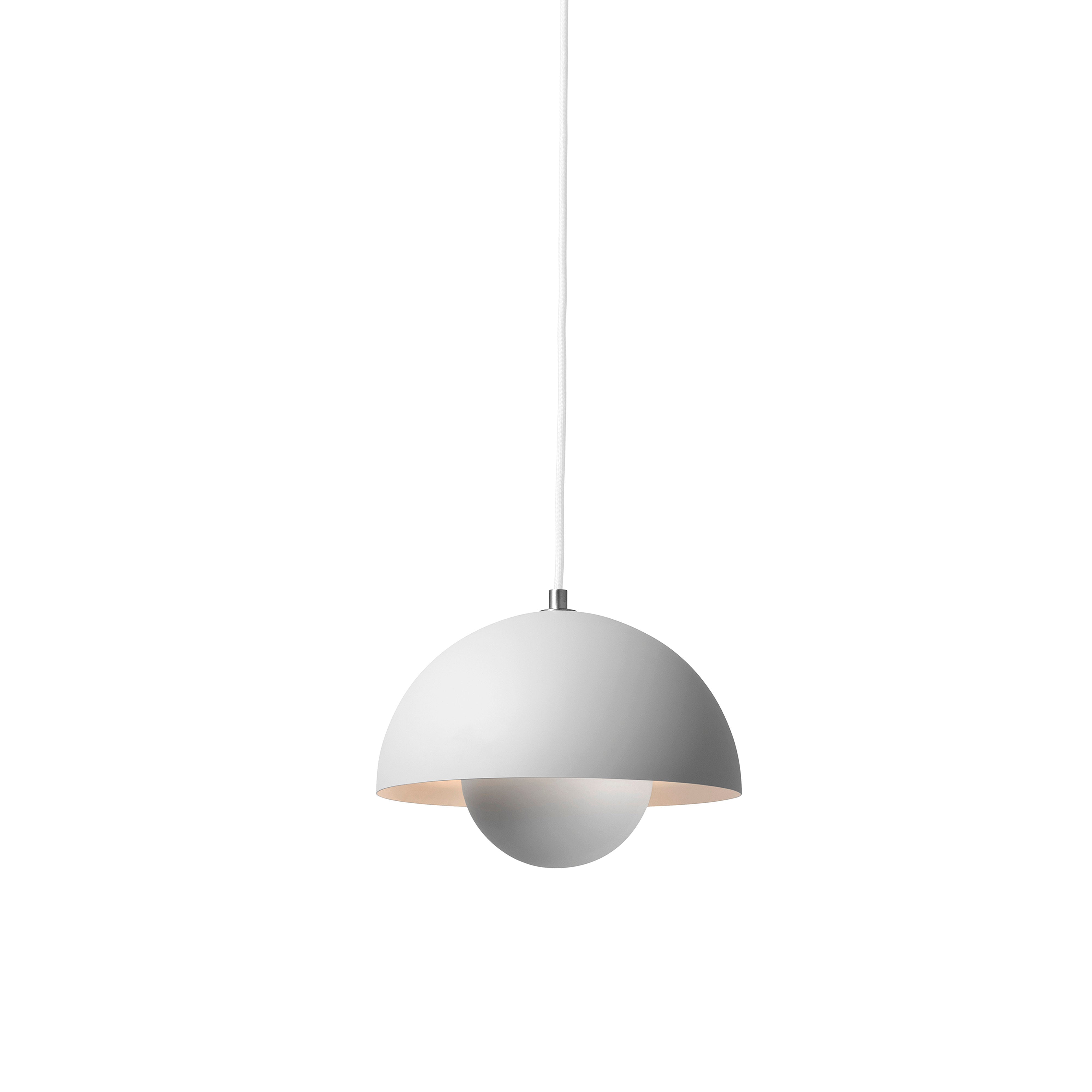 Flowerpot VP1 Pendant: Matt Light Grey + White