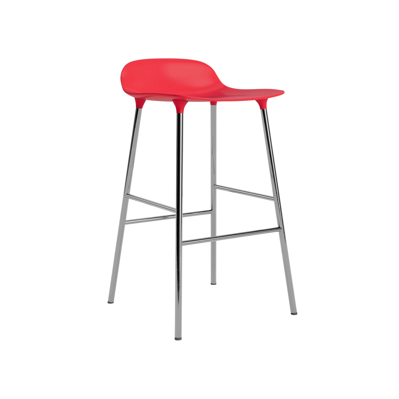 Form Bar + Counter Stool: Chrome + Counter + Bright Red