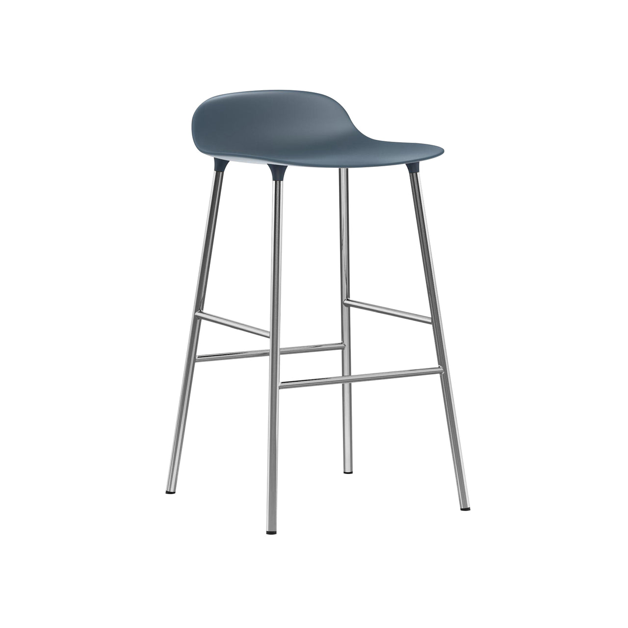 Form Bar + Counter Stool: Chrome + Counter + Blue