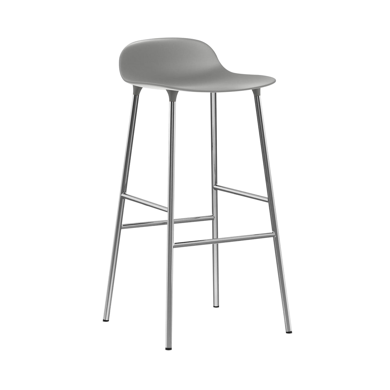 Form Bar + Counter Stool: Chrome + Bar + Grey