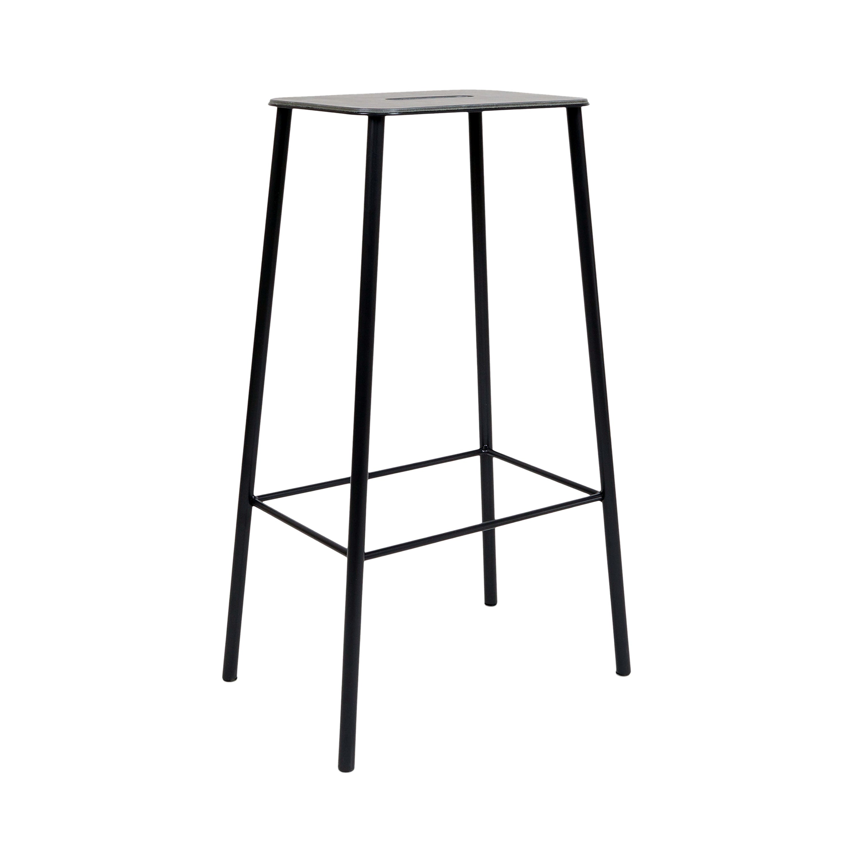 Adam Stool: Upholstered + Bar + Black + Anthracite Leather