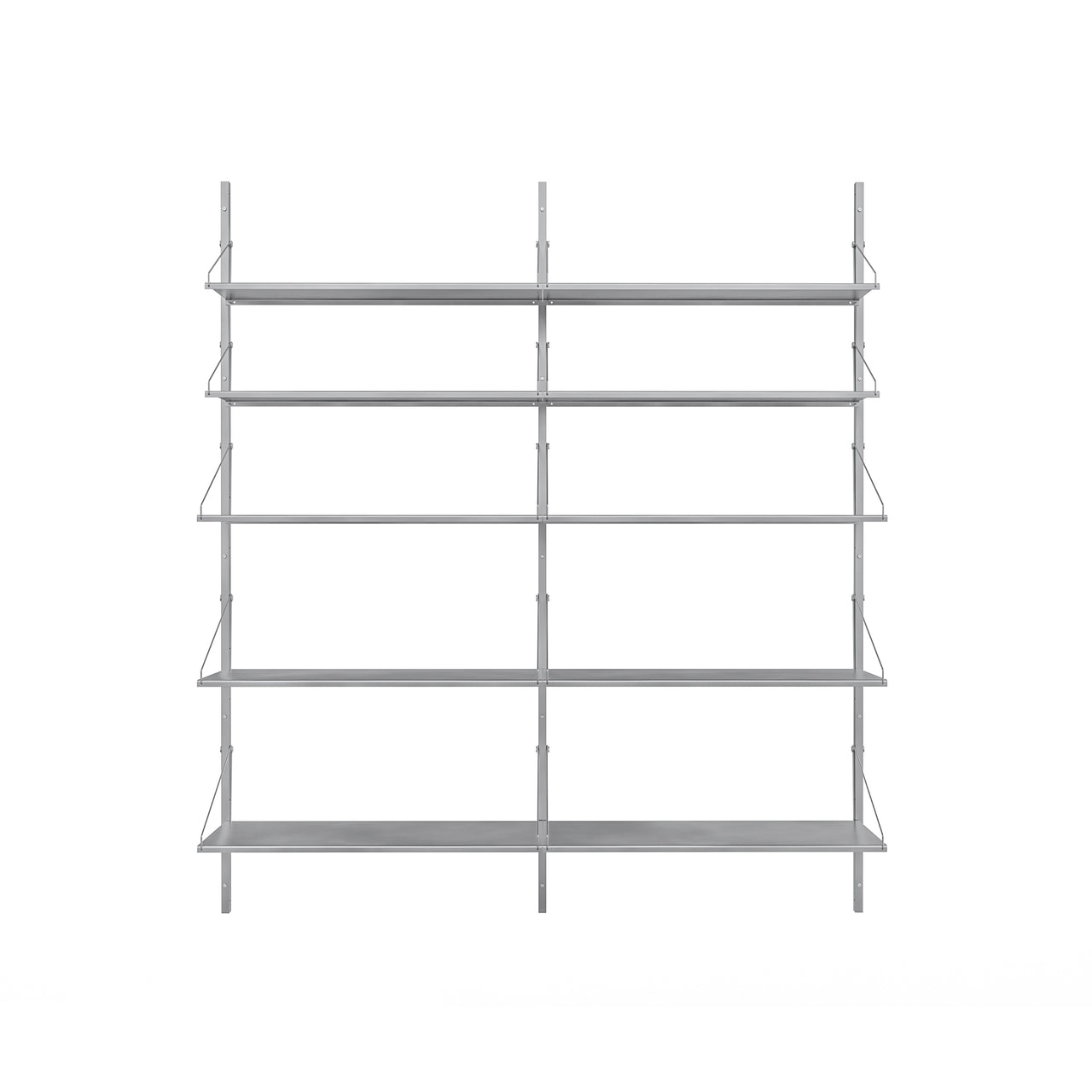 Shelf Library: Steel + High (W80) + Double Section + Stainless Steel