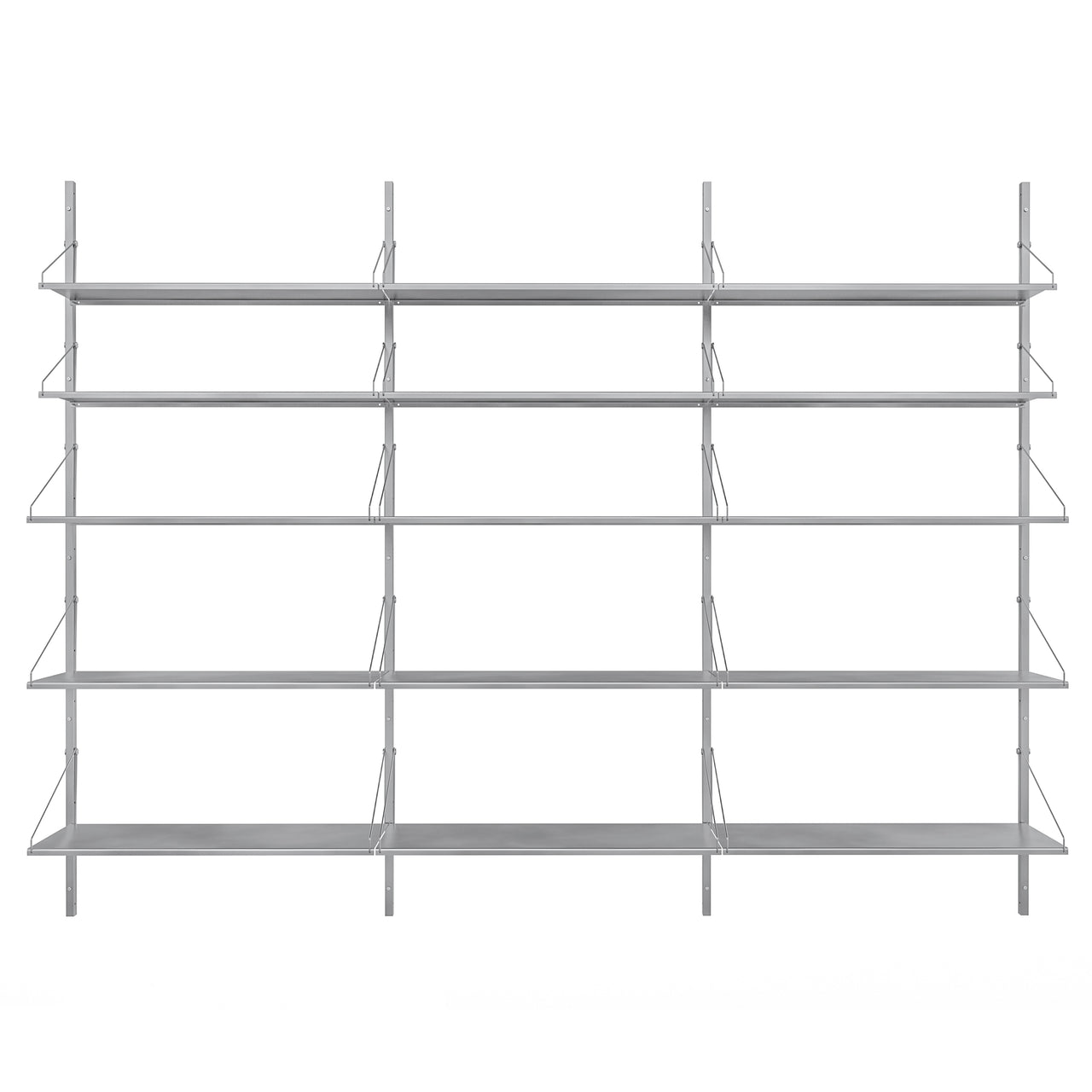 Shelf Library: Steel + High (W80) + Triple Section + Stainless Steel