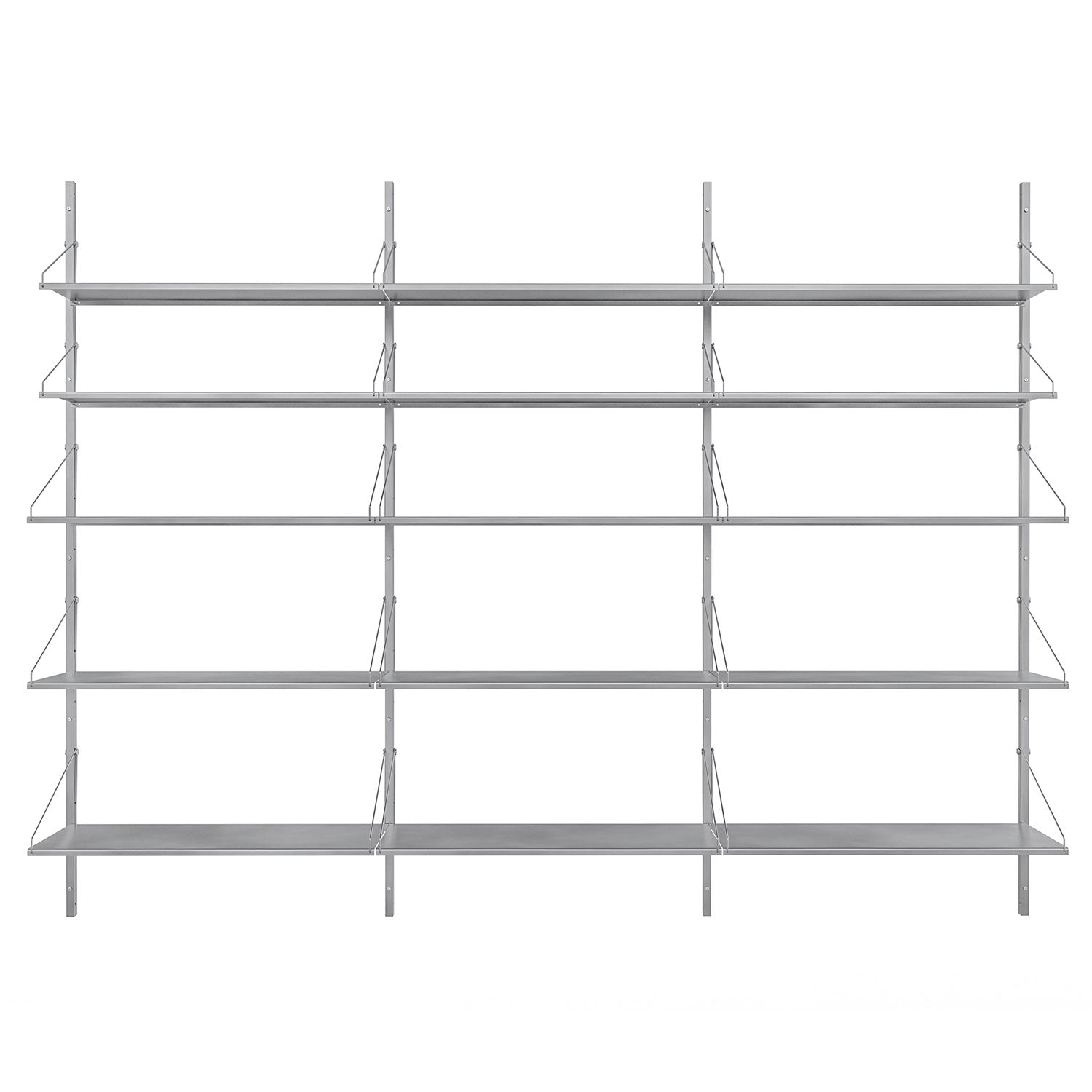 Shelf Library: Steel + High (W80) + Triple Section + Stainless Steel